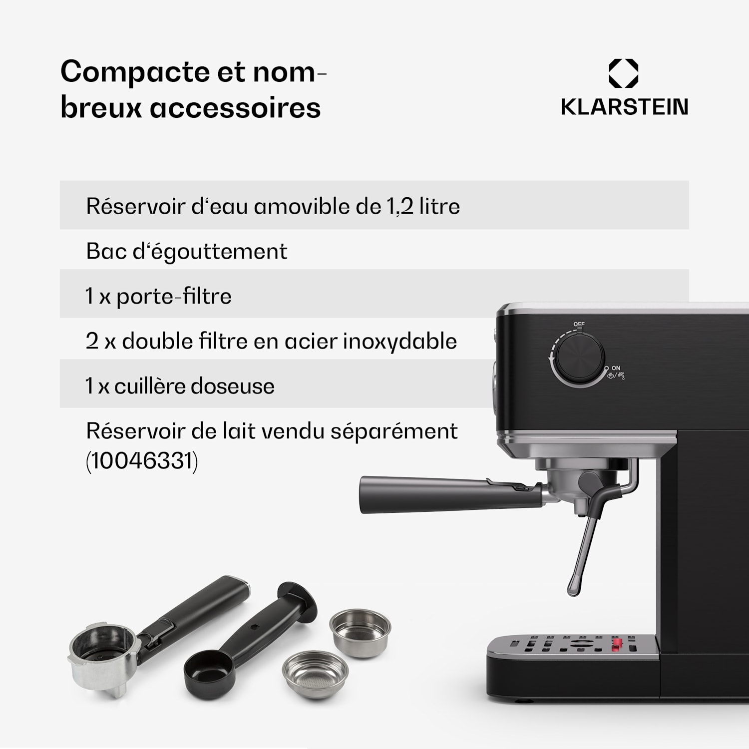 SteelPresso Slim Espressomaschine | Siebträger | inkl. Zubehör Slim | Noir