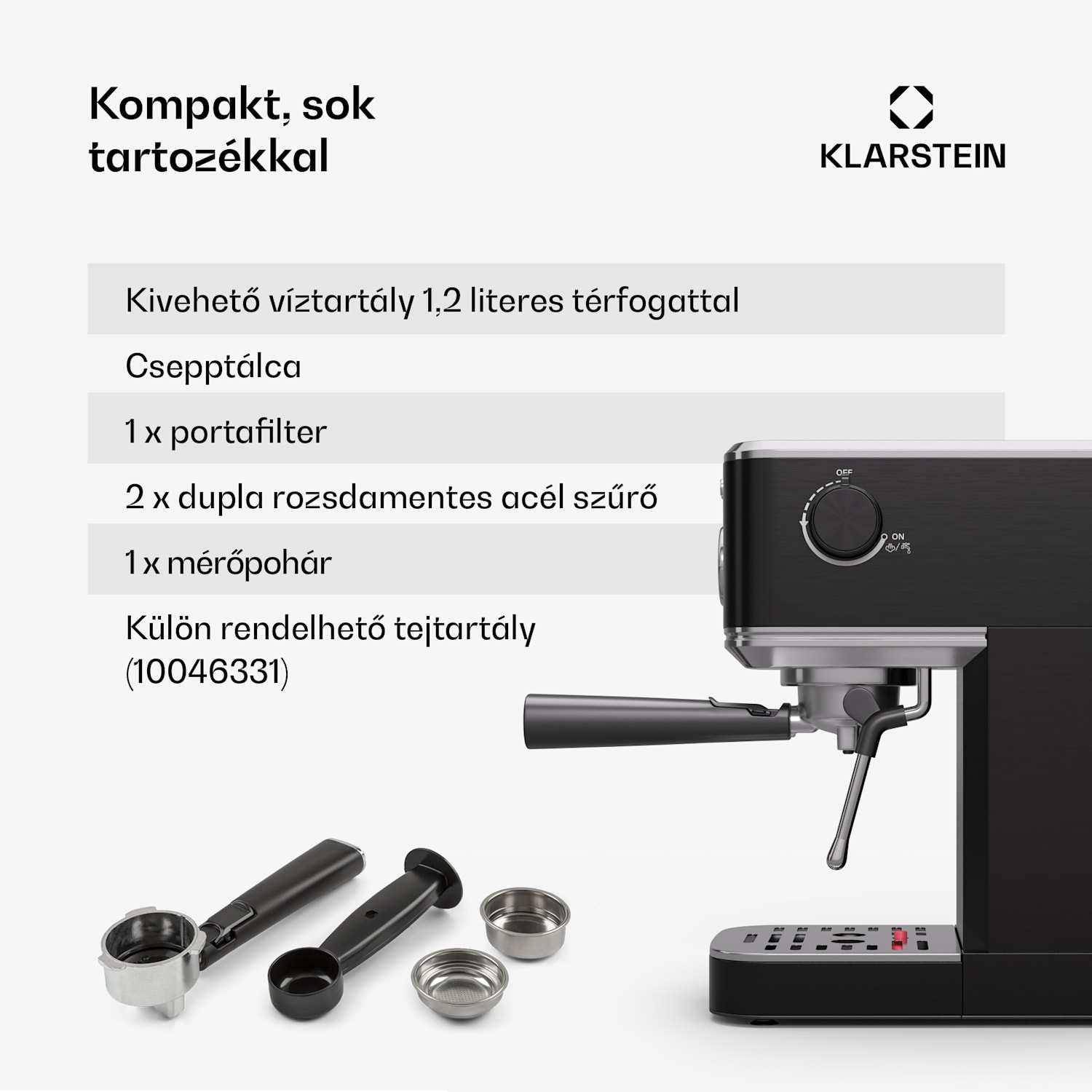 SteelPresso Slim kávéfőző, portafilter, tartozékokkal együtt Slim | Fekete