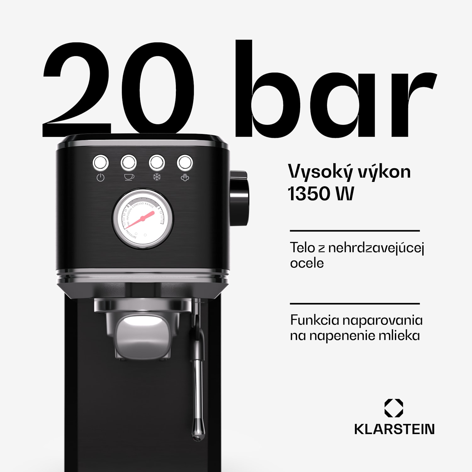 SteelPresso Slim kávovar, portafilter, vrátane príslušenstva Slim | Čierna