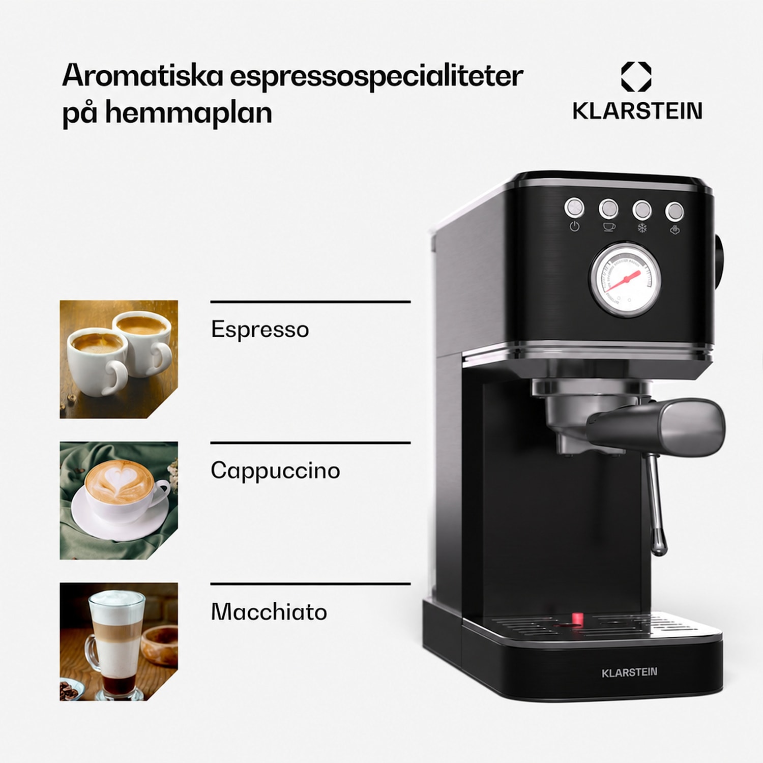 SteelPresso Slim espressomaskin | med portafilter | inkl. tillbehör Slim | Svart