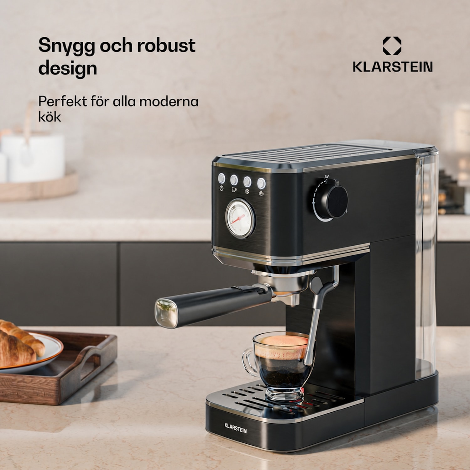 SteelPresso Slim espressomaskin | med portafilter | inkl. tillbehör Slim | Svart