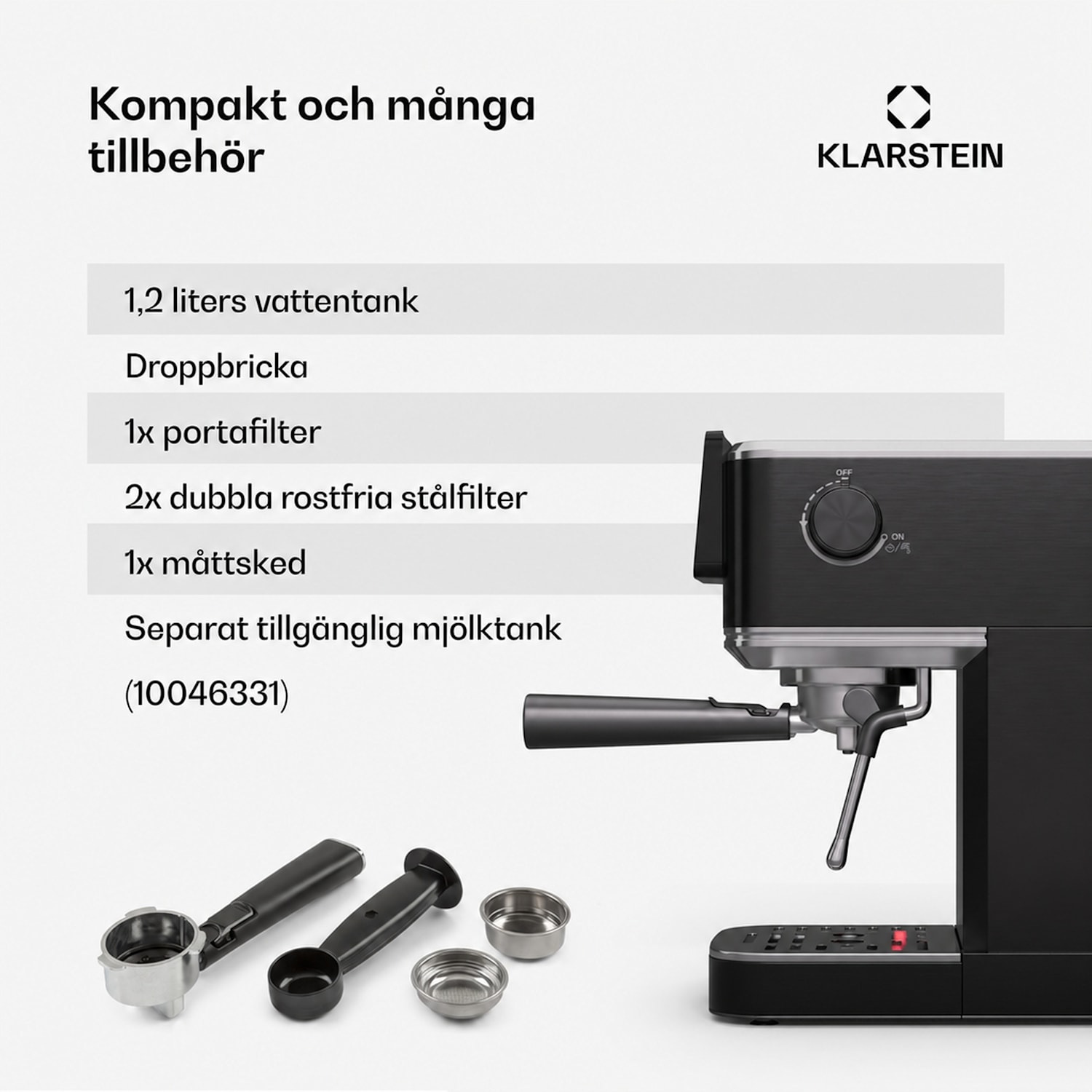SteelPresso Slim Touch espressomaskin | portafilter | Touch-display Slim Touch | Svart