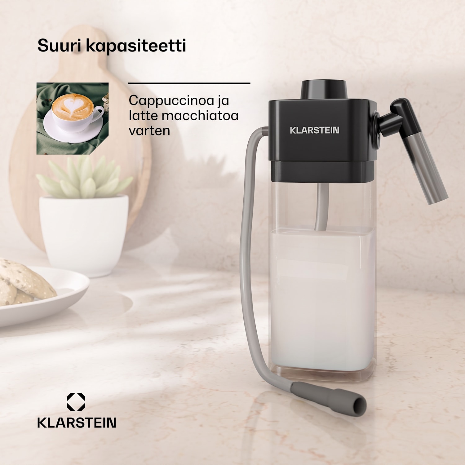 SteelPresso maitosäiliö | käytännöllinen lisävaruste | 0,55 litraa | läpinäkyvä 