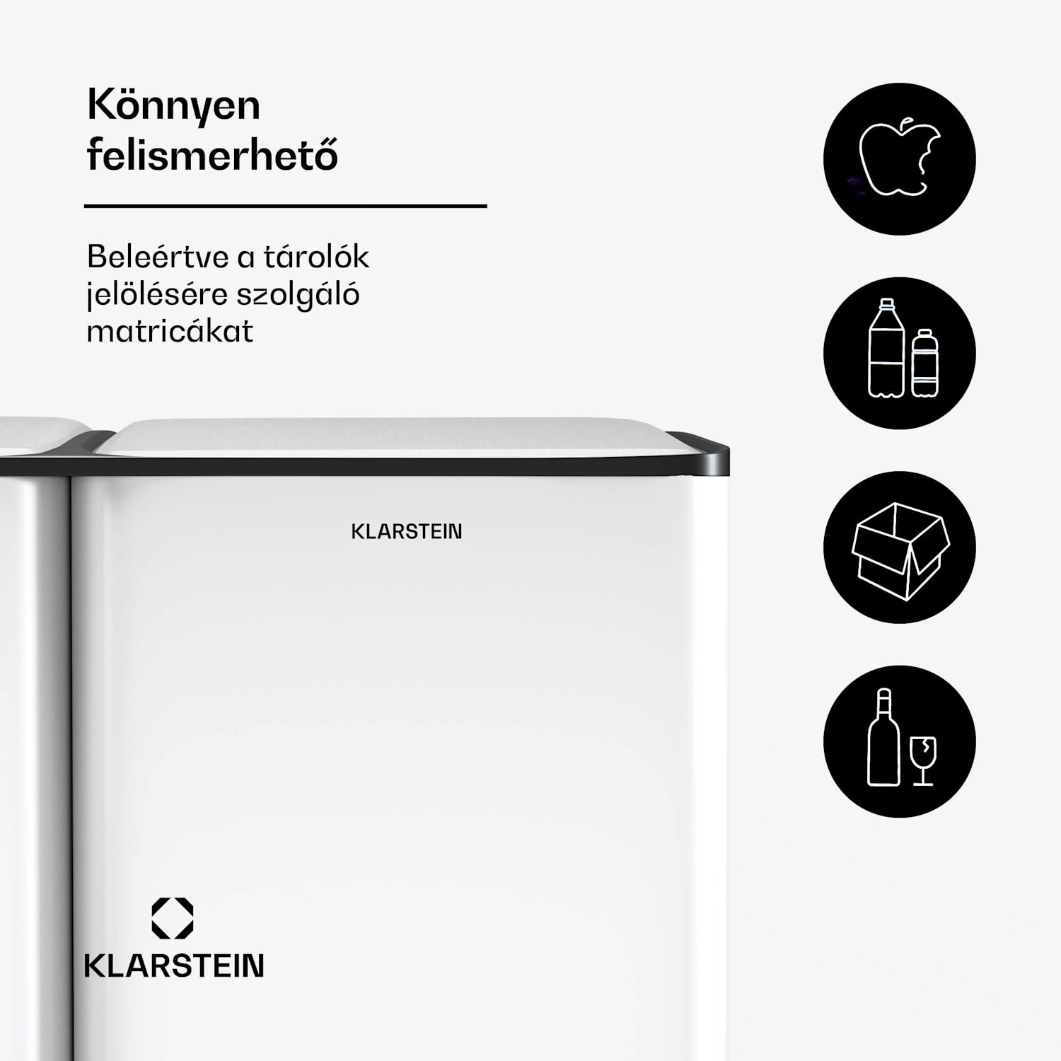Tiyo 3 az 1-ben hulladékgyűjtő 60 l, 30 l + 17 l + 13 l, hulladékválogatás, csendes záródás, rozsdamentes acél fedél 60 Ltr | Fehér