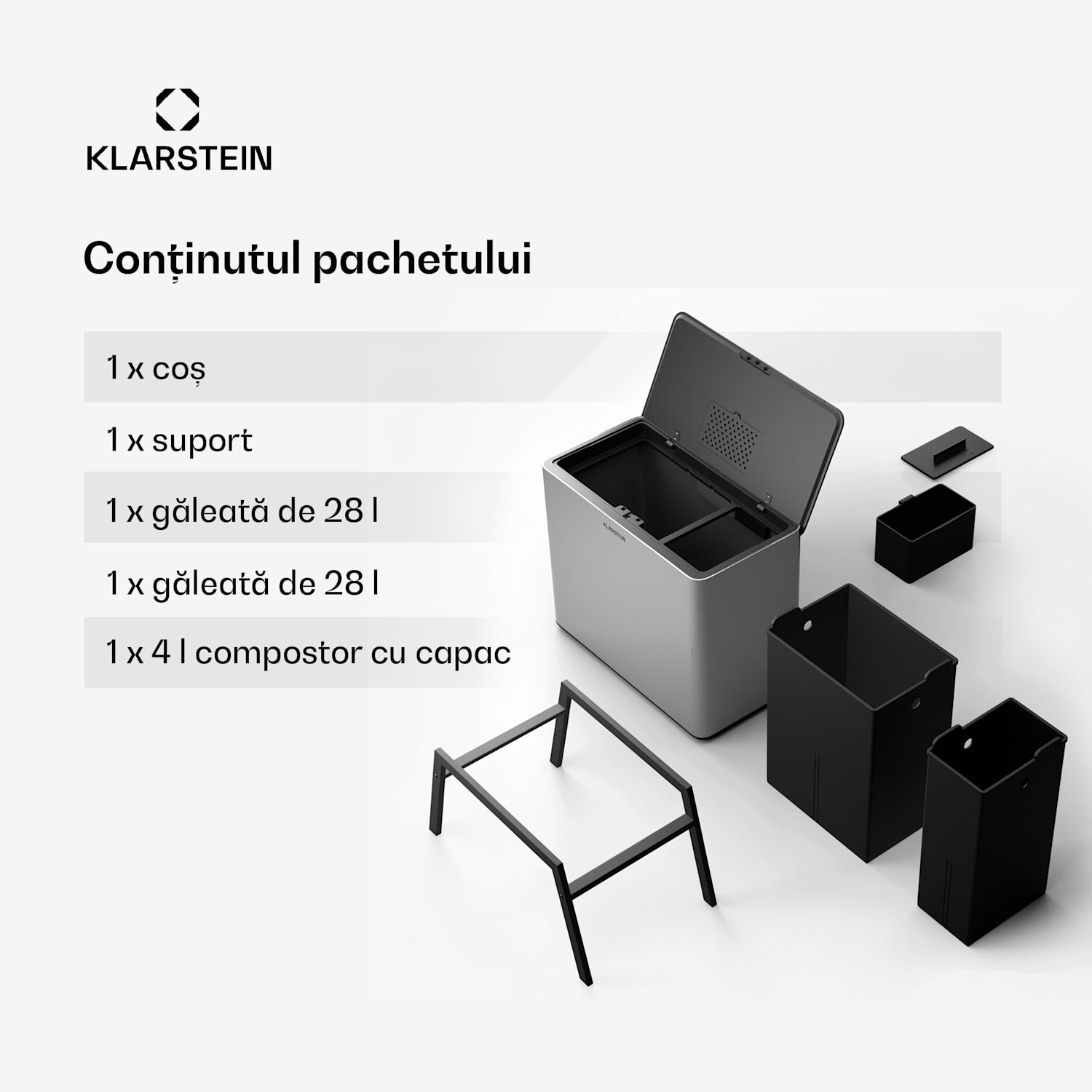 Yuma, coș de gunoi, 40 l, inclusiv compostor, cu picioare, filtru de mirosuri 40 Ltr | Oțel inoxidabil