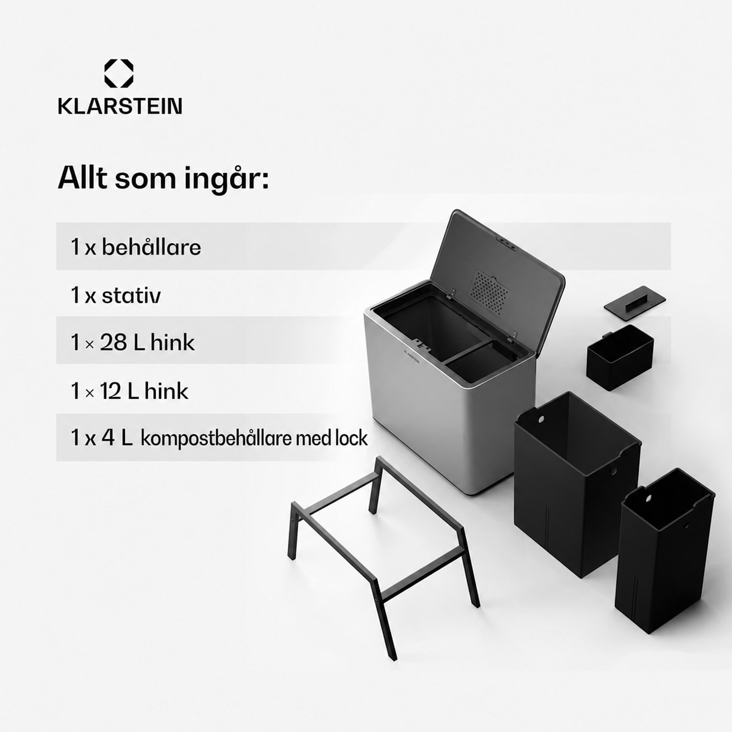 Yuma soptunna 40 L inkl. komposthink med stativ och luktfilter 40 L | Rostfritt Stål