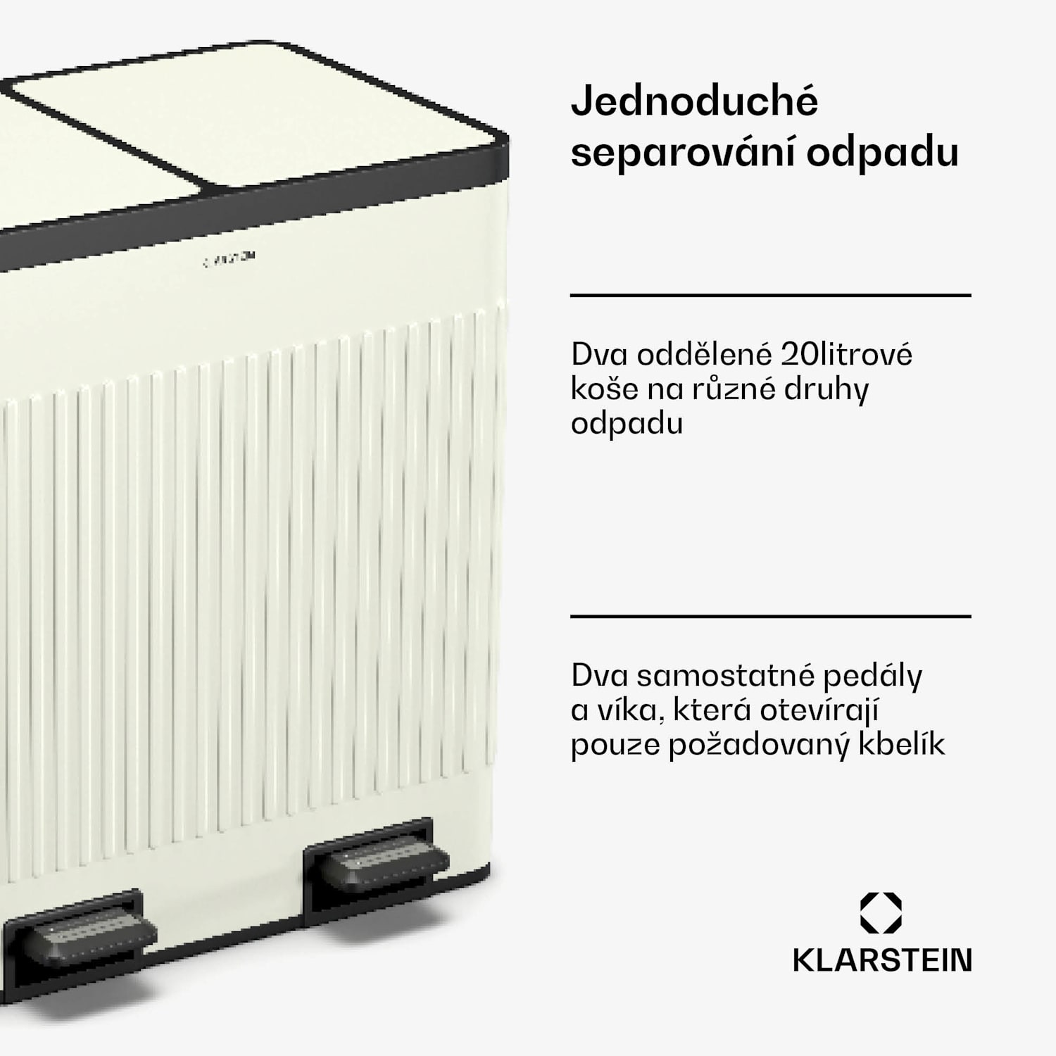 Grama 40, pedálový koš, 40 L/2x20 L, bezhlučný, PP plast, retro 40 litrů | Vintage krémová