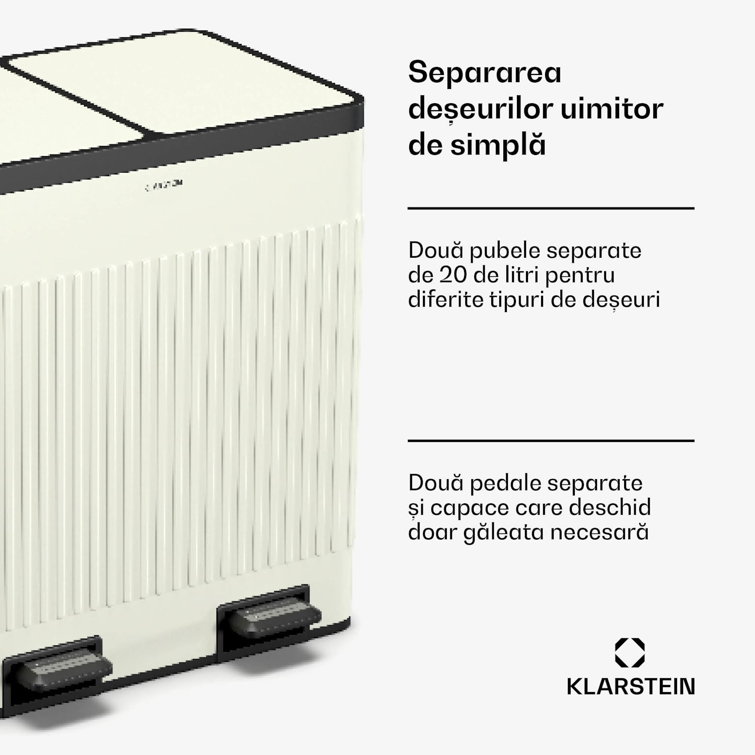 Grama 40, coș cu pedală, 40 l / 2x20 l, inodor, plastic PP, retro 40 Ltr | Cremă de epocă