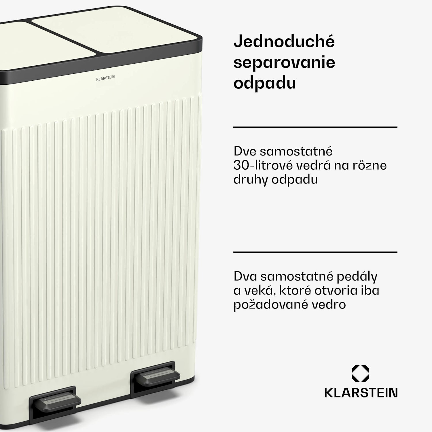 Grama 60, pedálový kôš, 60 l / 2x30 l, tichý, PP plast, retro 