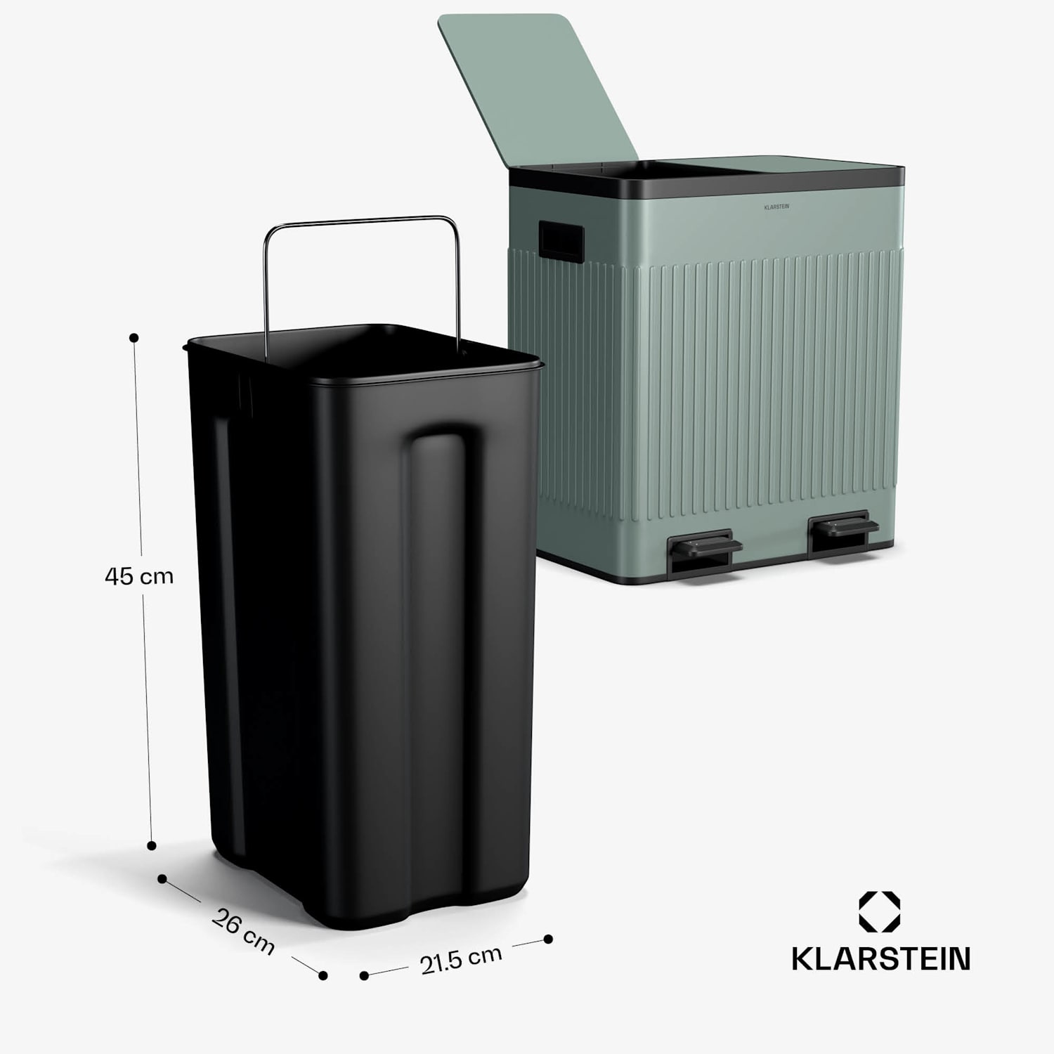 Grama 40 - Cestino a pedale, 40L/2x20L, silenzioso, PP, rétro 