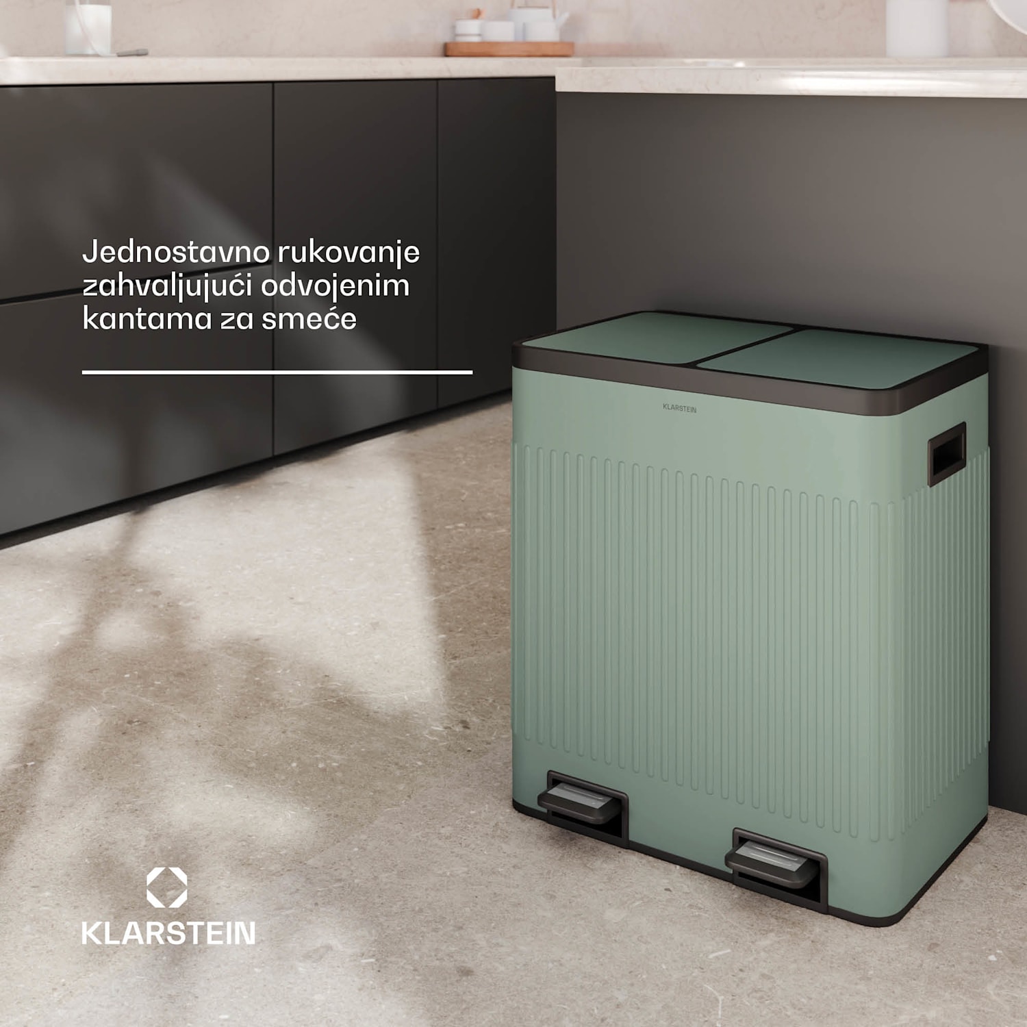 Grama 40, korpa na pedale, 40 l / 2x20 l, tiha, PP plastika, retro 