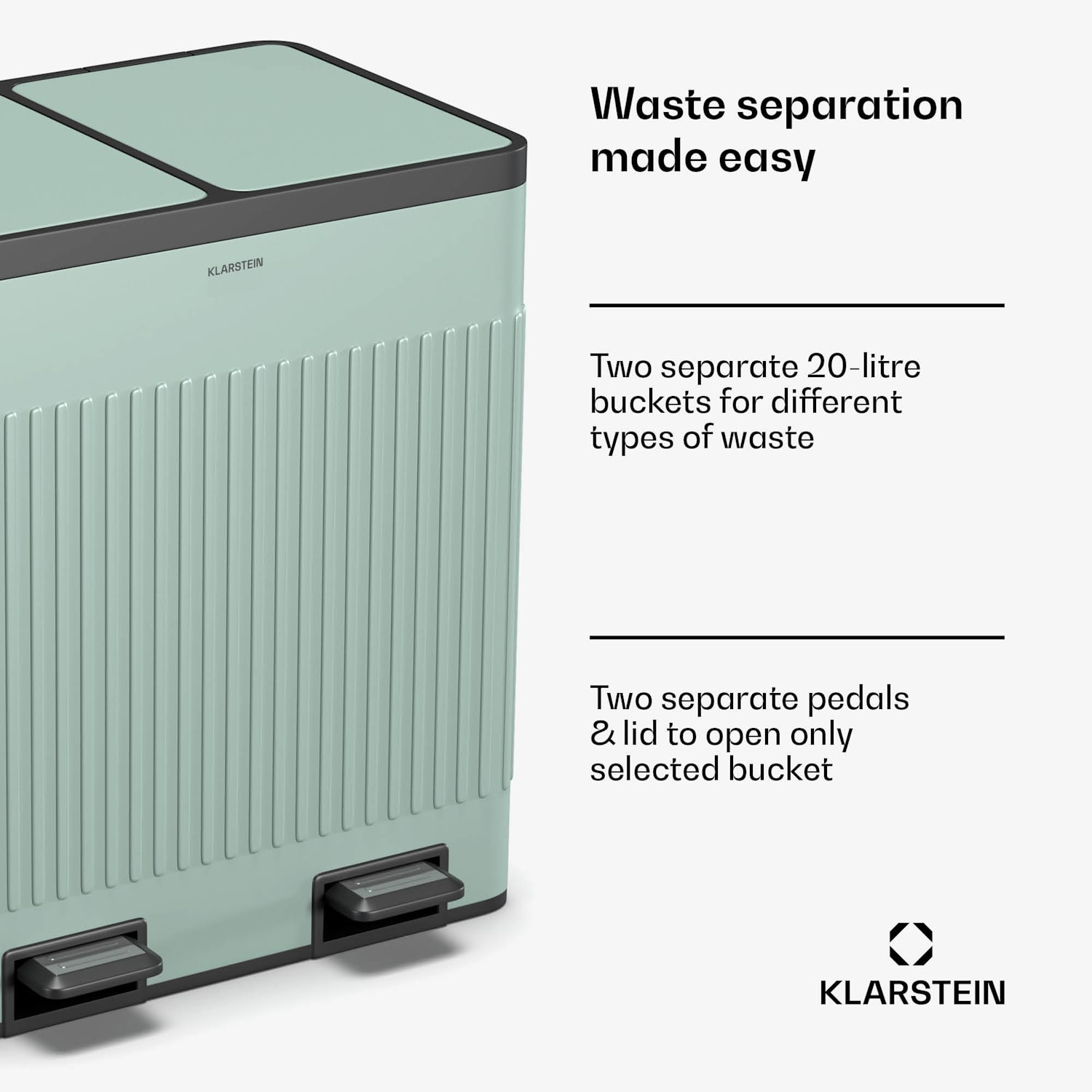 Caixote do lixo com pedal Grama 40, 40 L / 2 x 20 L silencioso PP Retro 