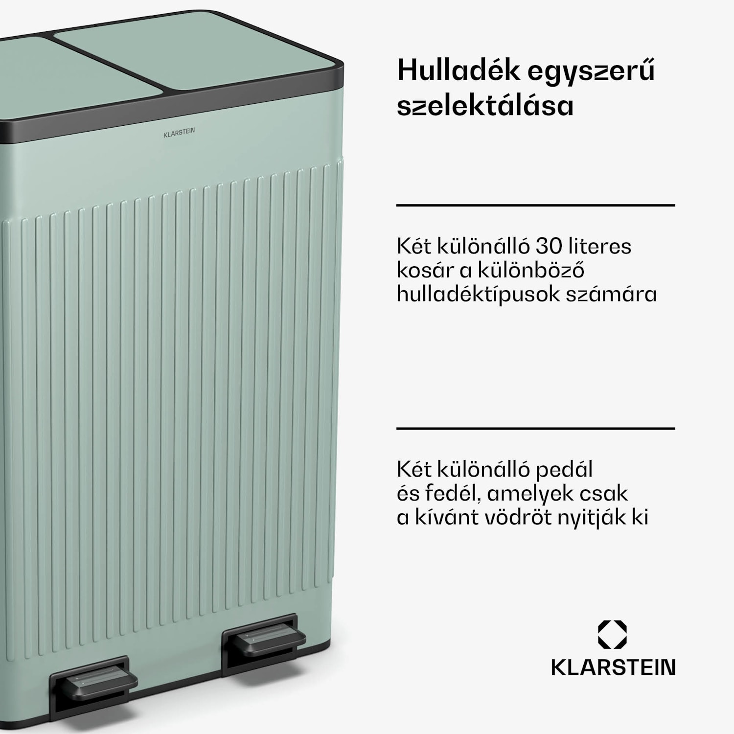 Grama 60, pedálos kuka, 60 l / 2x30 l, csendes, PP műanyag, retro 