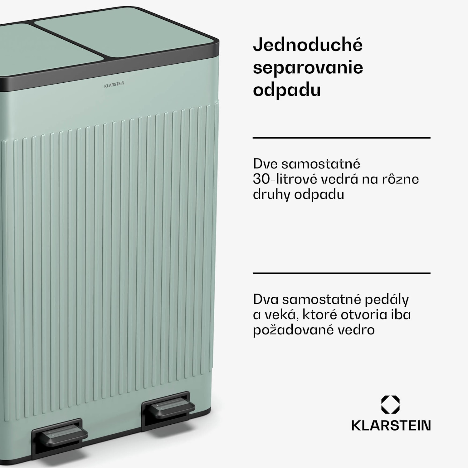 Grama 60, pedálový kôš, 60 l / 2x30 l, tichý, PP plast, retro 