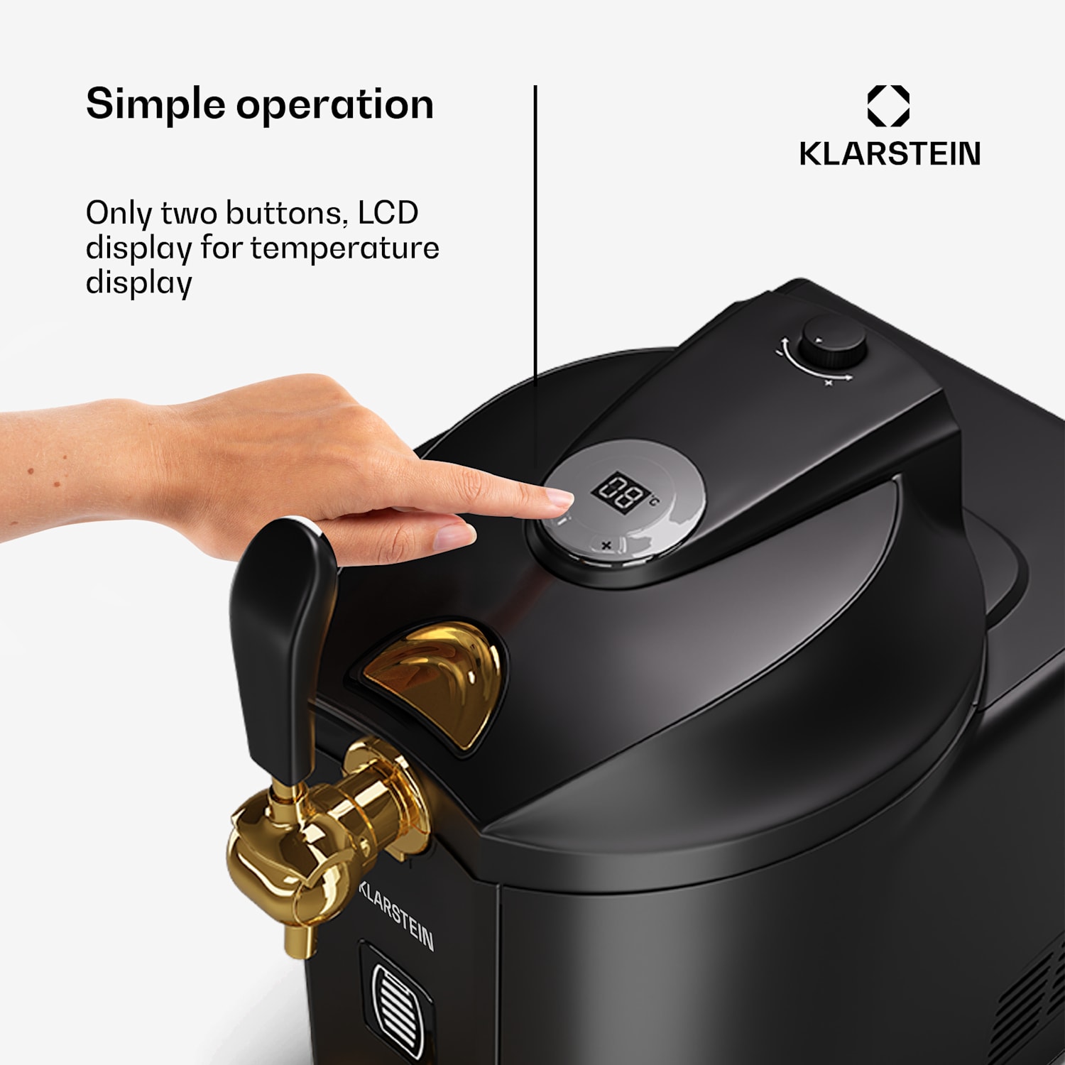 Beerkules biertapinstallatie | voor 5 liter vaten | koelcompressor | leddisplay | 6 temperatuurstanden Zwart / Antiek Goud Metallic