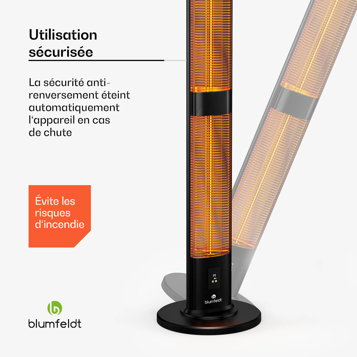 BlazeTower radiateur autonome | 3000 W | Extérieur | 3 niveaux | IP45 | Télécommande | Minuterie 3000 W