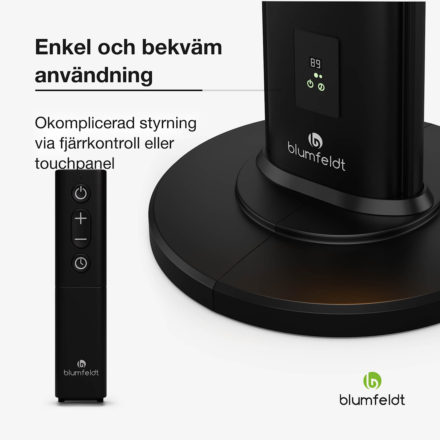 BlazeTower stående infravärmare | 3 000 W | utomhusområde | 3 nivåer | IP45 | fjärrkontroll | timer 3000 W
