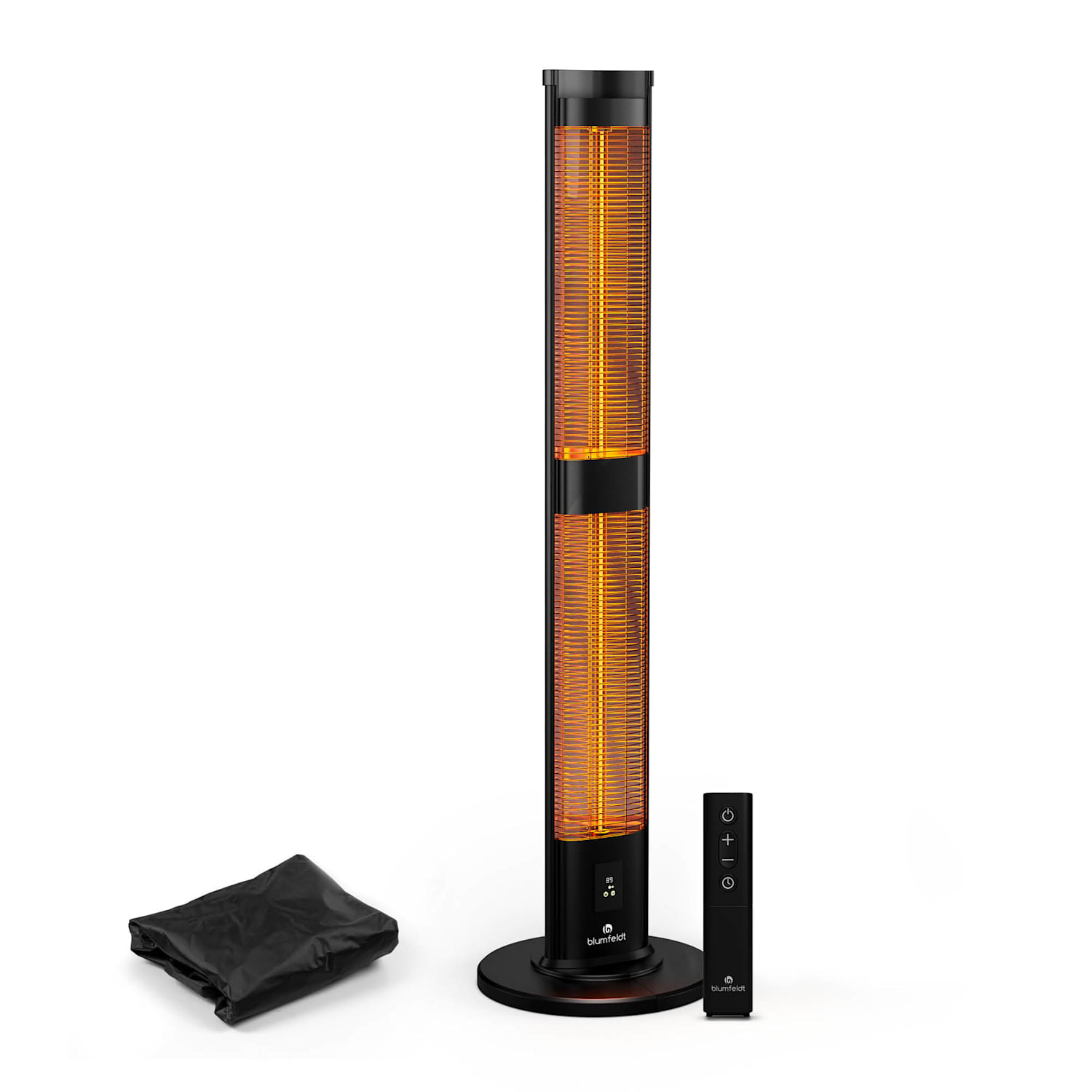 Calefactor de suelo BlazeTower | 3000 W | zona exterior | 3 niveles | IP45 | mando a distancia | temporizador 3000 W
