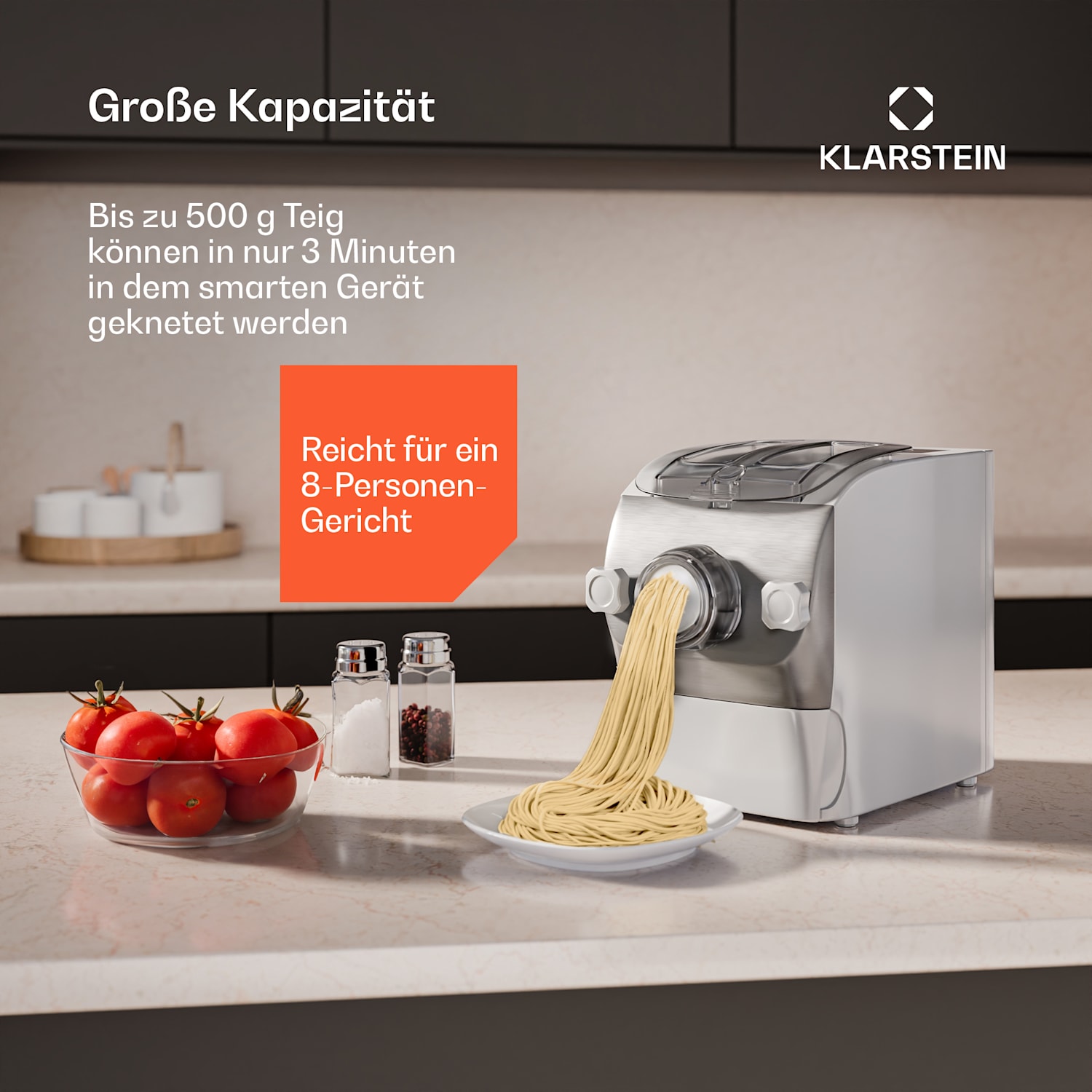 Pastamania Nudelmaschine | 7 Aufsätze | Nudeln + Ravioli | 260 W | einfache Reinigung Weiß