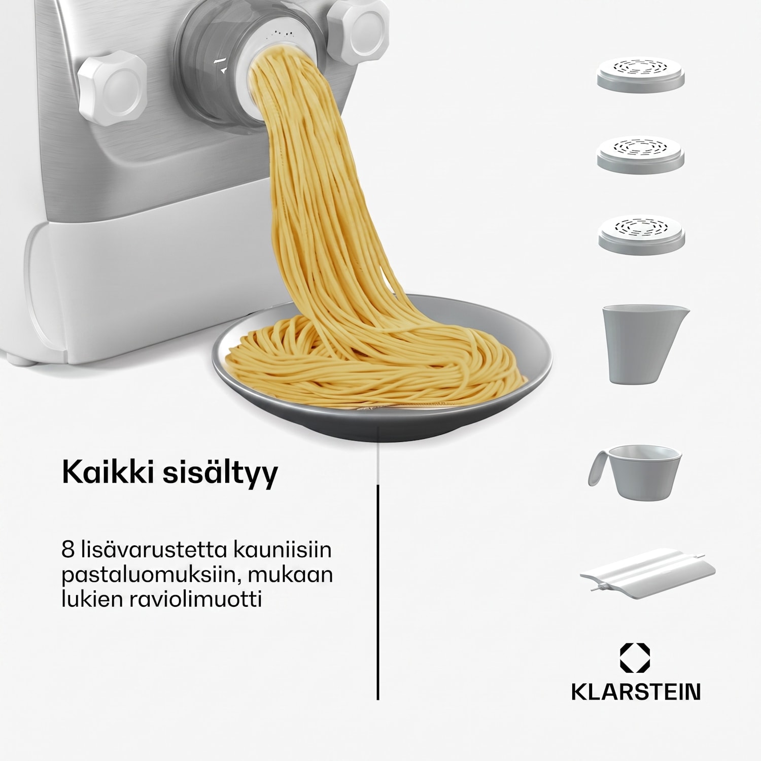 Pastamania pastakone | 7 lisäosaa | pasta + ravioli | 260 W | helppo puhdistus Valkoinen