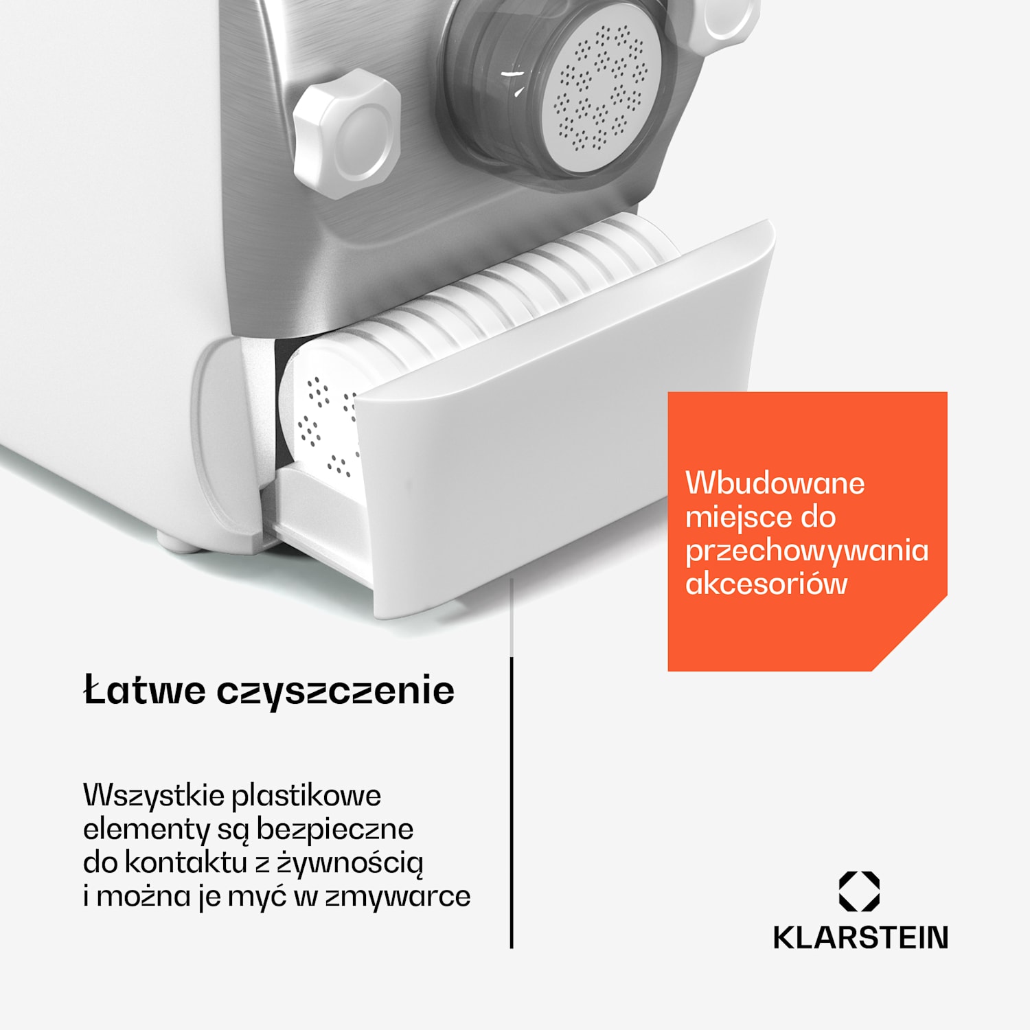 Pastamania maszynka do makaronu, 7 nasadek, makarony + ravioli, 260 W, łatwe czyszczenie Biały