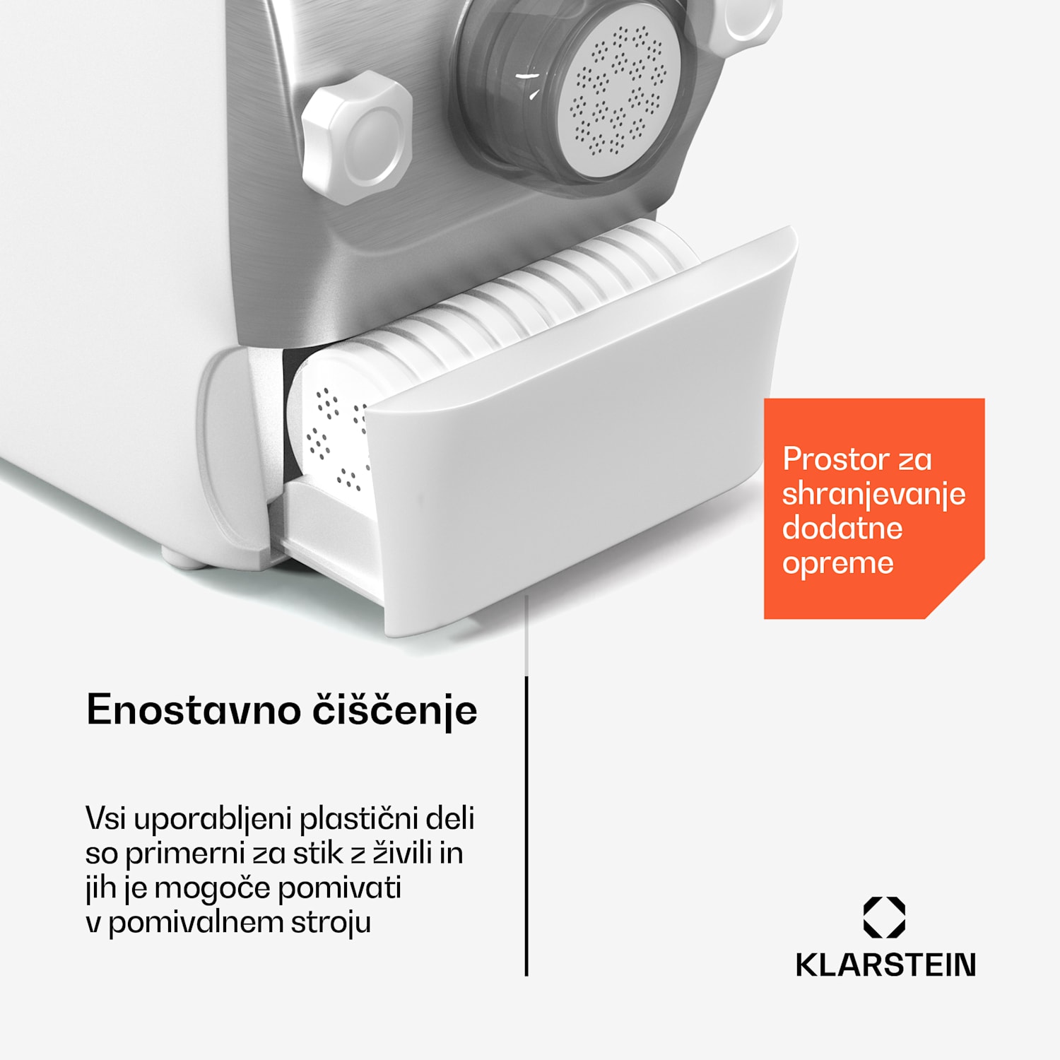 Strojček za testenine Pastamania, 7 nastavkov, testenine + ravioli, 260 W, enostavno čiščenje Bela