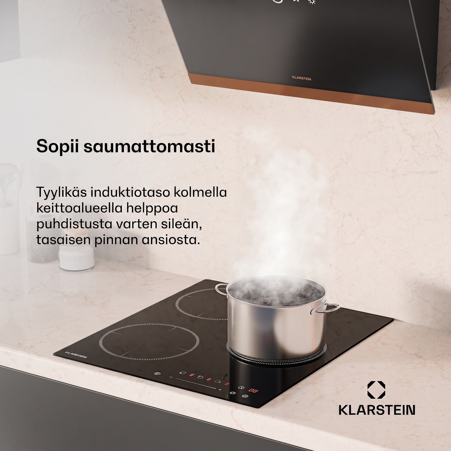 Delicatessa induktiokeittotaso | 45 cm | 6600 W | 3 keittoaluetta | liukusäädin | boost 45 cm | ei Flex-aluetta | Musta