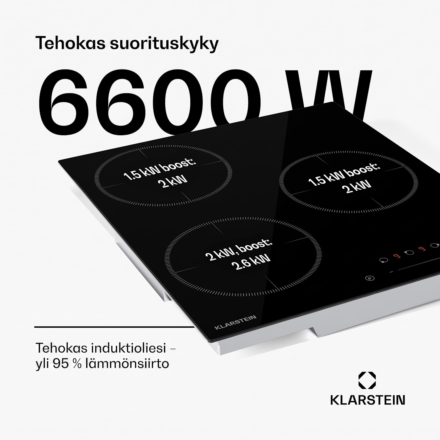 Delicatessa induktiokeittotaso | 45 cm | 6600 W | 3 keittoaluetta | liukusäädin | boost 45 cm | ei Flex-aluetta | Musta