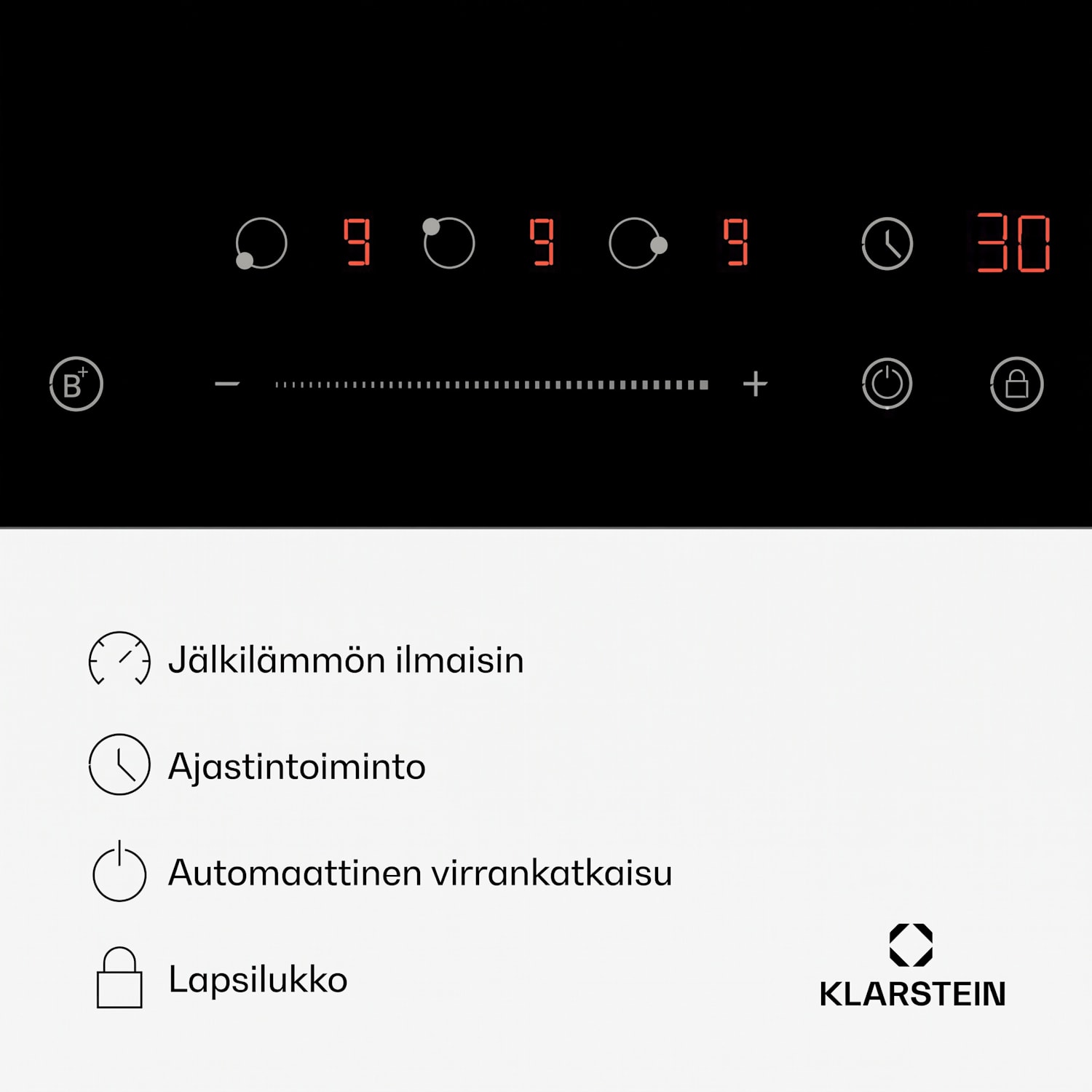 Delicatessa induktiokeittotaso | 45 cm | 6600 W | 3 keittoaluetta | liukusäädin | boost 45 cm | ei Flex-aluetta | Musta