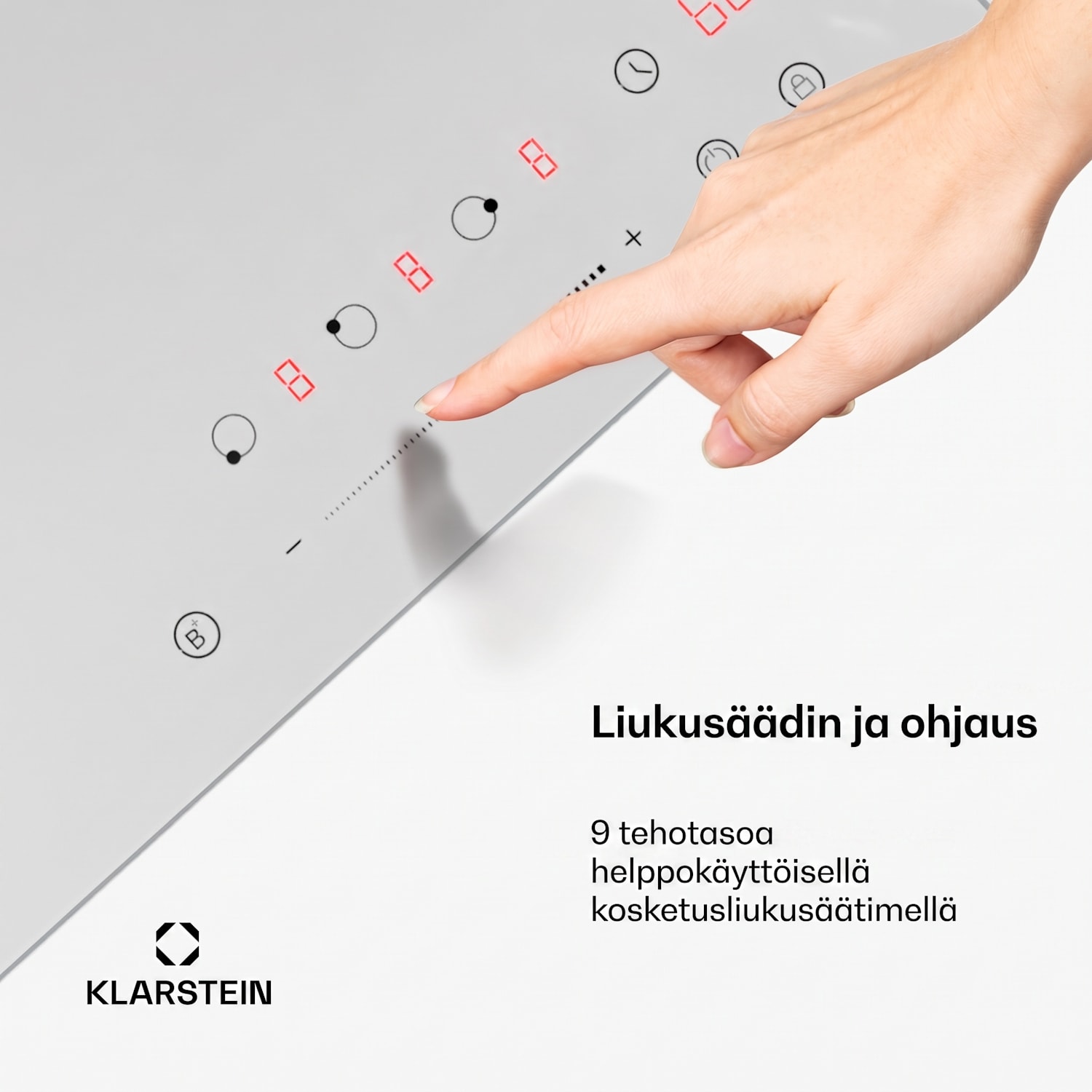 Delicatessa induktiokeittotaso | 45 cm | 6600 W | 3 keittoaluetta | liukusäädin | boost 45 cm | ei Flex-aluetta | Valkoinen