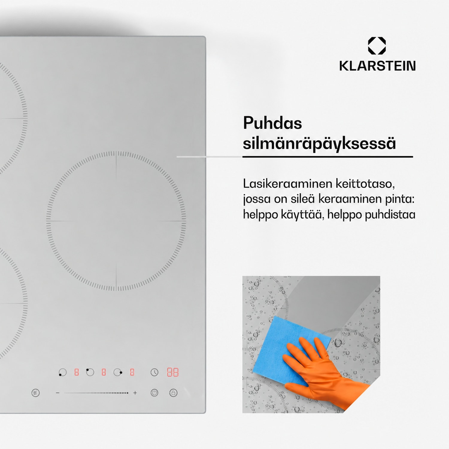 Delicatessa induktiokeittotaso | 45 cm | 6600 W | 3 keittoaluetta | liukusäädin | boost 45 cm | ei Flex-aluetta | Valkoinen