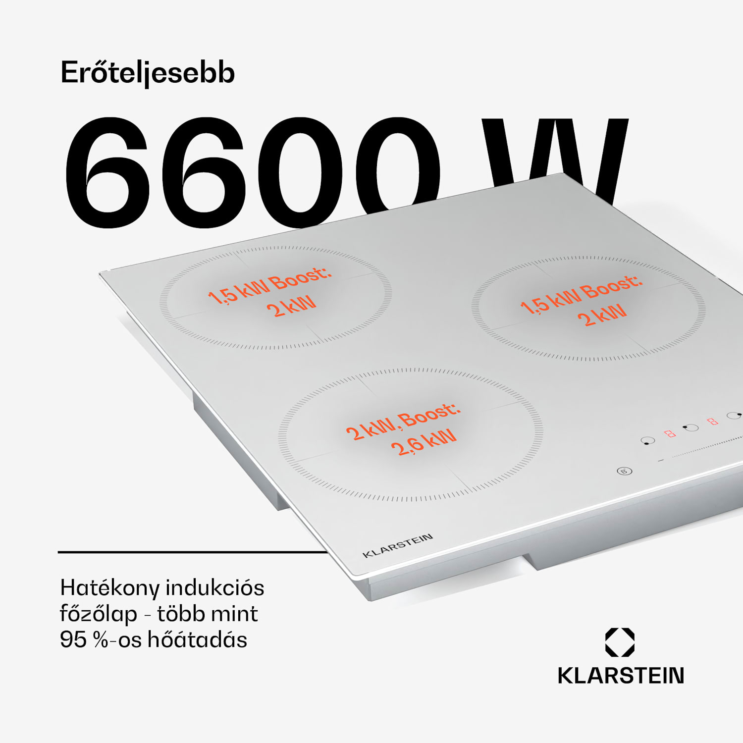 Delicatessa Indukciós főzőlap, 45 cm, 6600 W, 3 főzőlap Victoria | 45 cm | Fehér
