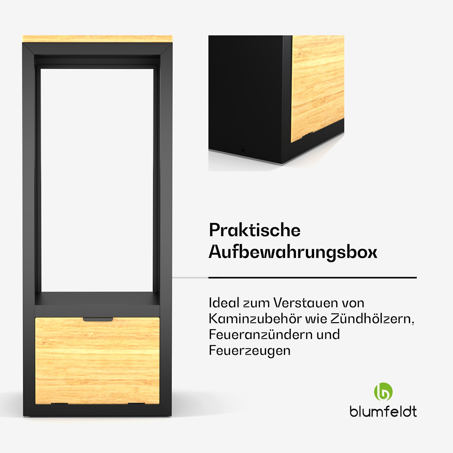 Kindlewood Feuerholzregal | Holzlager | Kaminregal | pulverbeschichtet | Gummibaumholz 