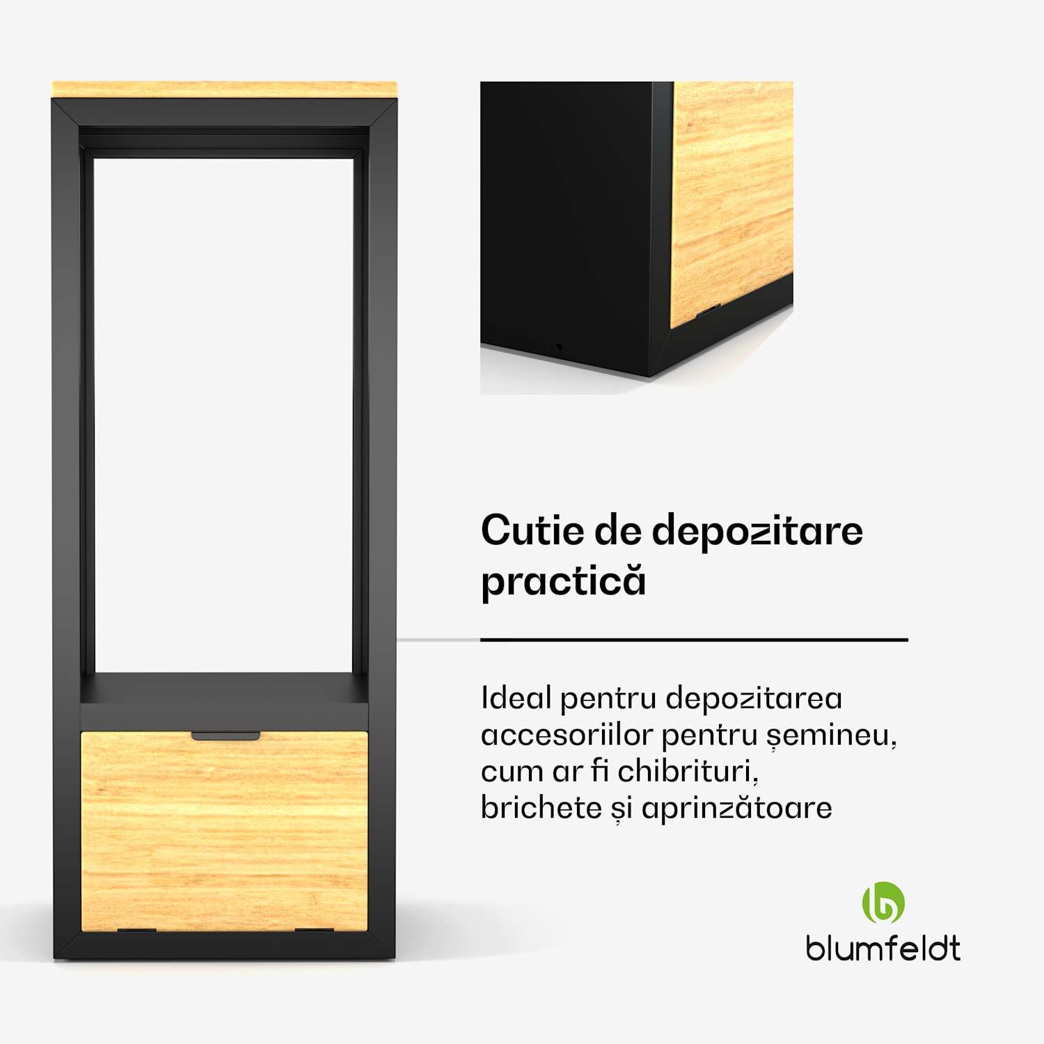 Suport lemn de foc Kindlewood, depozitare lemn de foc, raft șemineu, acoperit cu pulbere, lemn de cauciuc 
