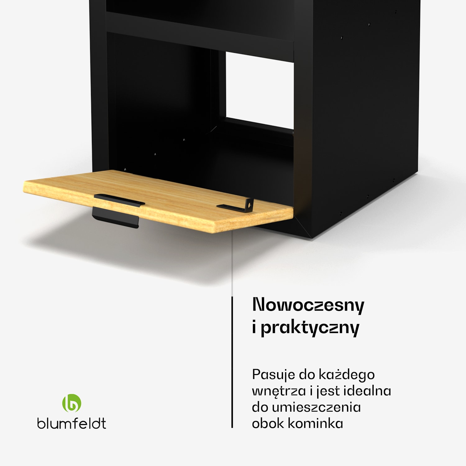 Kindlewood stojak na drewno kominkowe, schowek na drewno, półka kominkowa, malowany proszkowo, drewno kauczukowe 