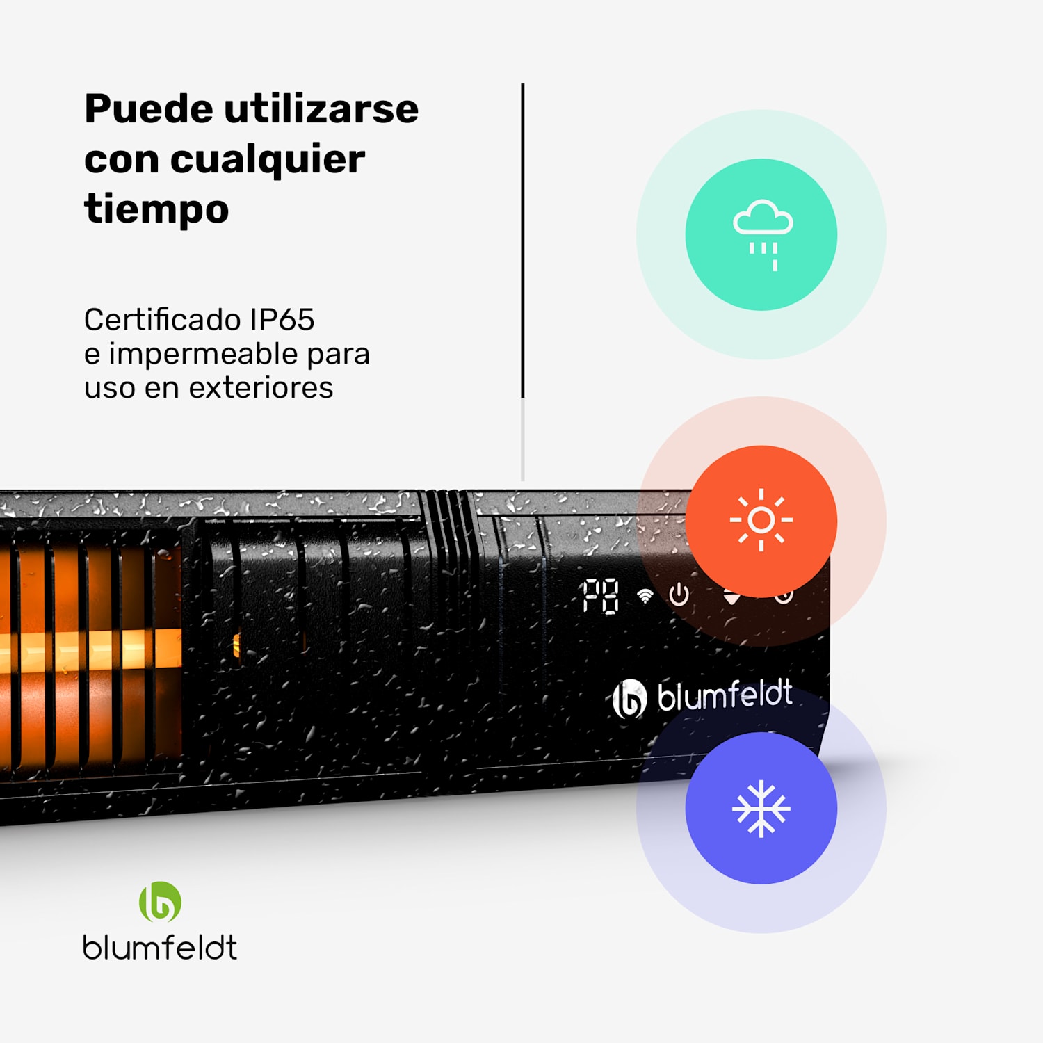 Gold Bar Slim 2000W Calefactor | 9 niveles | Función wifi | Pantalla táctil | Mando a distancia | IP65 2000 W