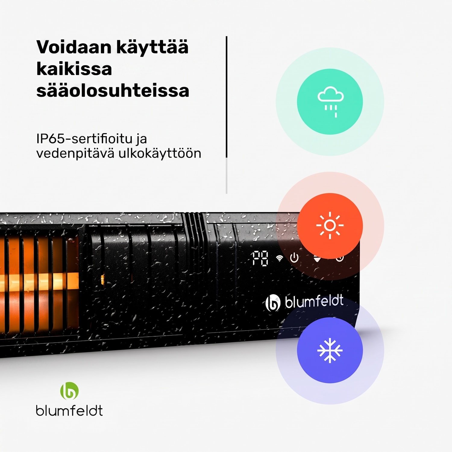 Gold Bar Slim 2000W -lämmitin | 9 tasoa | WiFi-toiminto | kosketusnäyttö | kaukosäädin | IP 65 2000 W