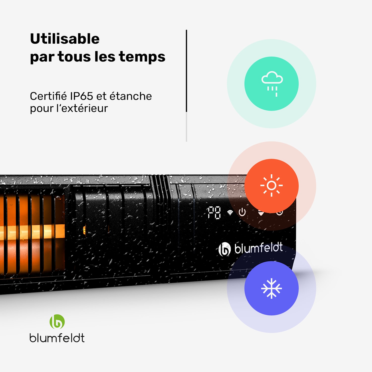 Gold Bar Slim 2000W radiateur | 9 niveaux | fonction WiFi | écran tactile | télécommande | IP 65 2000 W