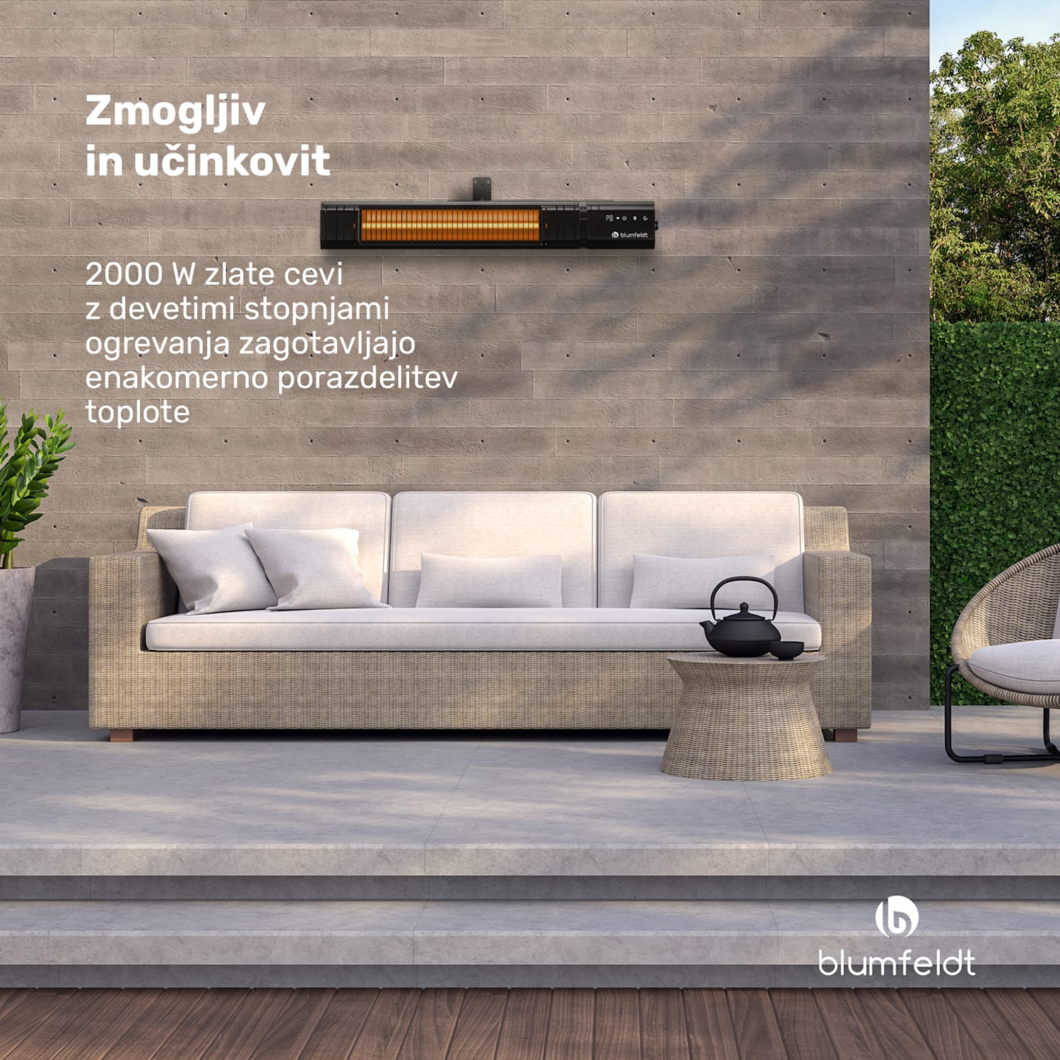 Gold Bar Slim 2000 W infrardeči grelnik, 9 stopenj, funkcija WiFi, upravljanje na dotik, daljinski upravljalnik, IP 65 2000 W