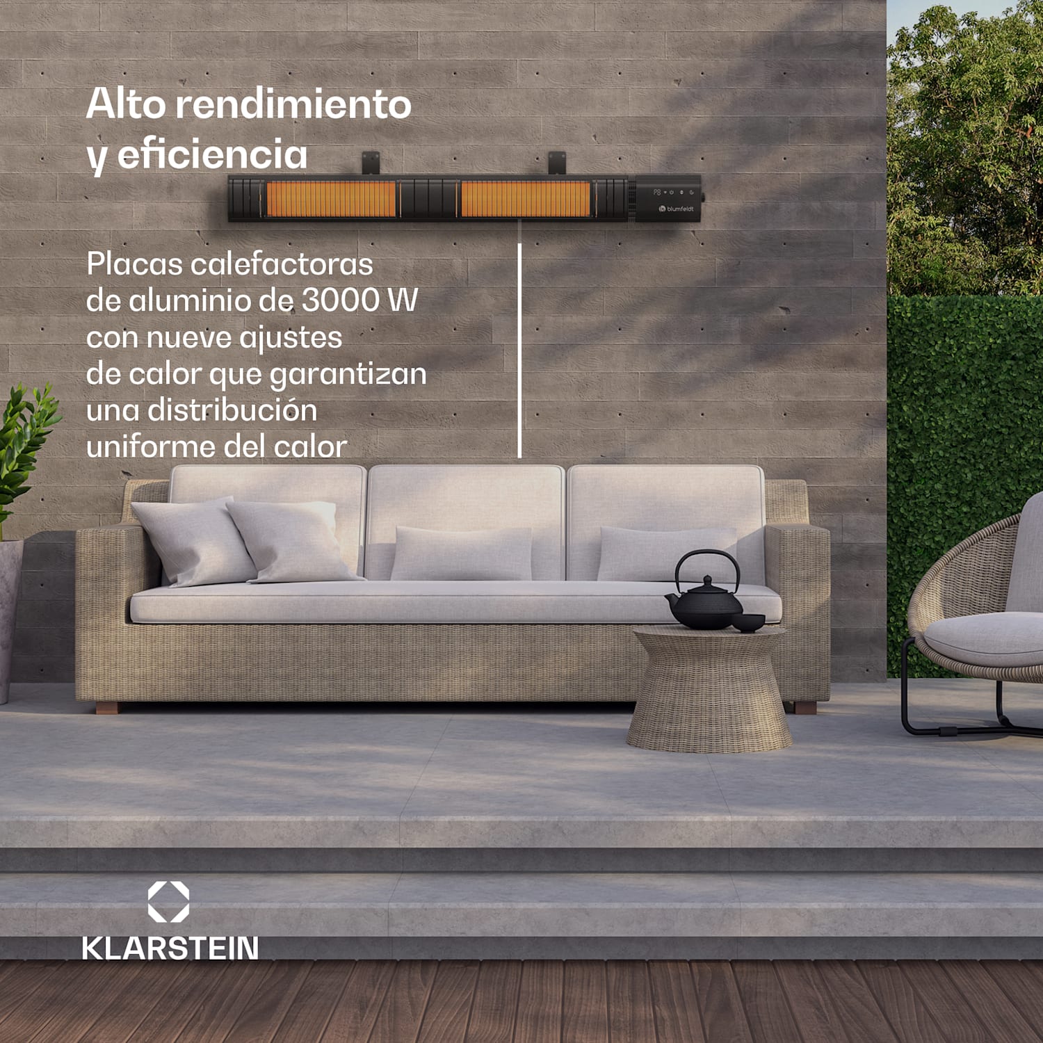 Gold Bar Slim 3000W Calefactor | 9 niveles | Función wifi | Táctil | Mando a distancia | IP65 