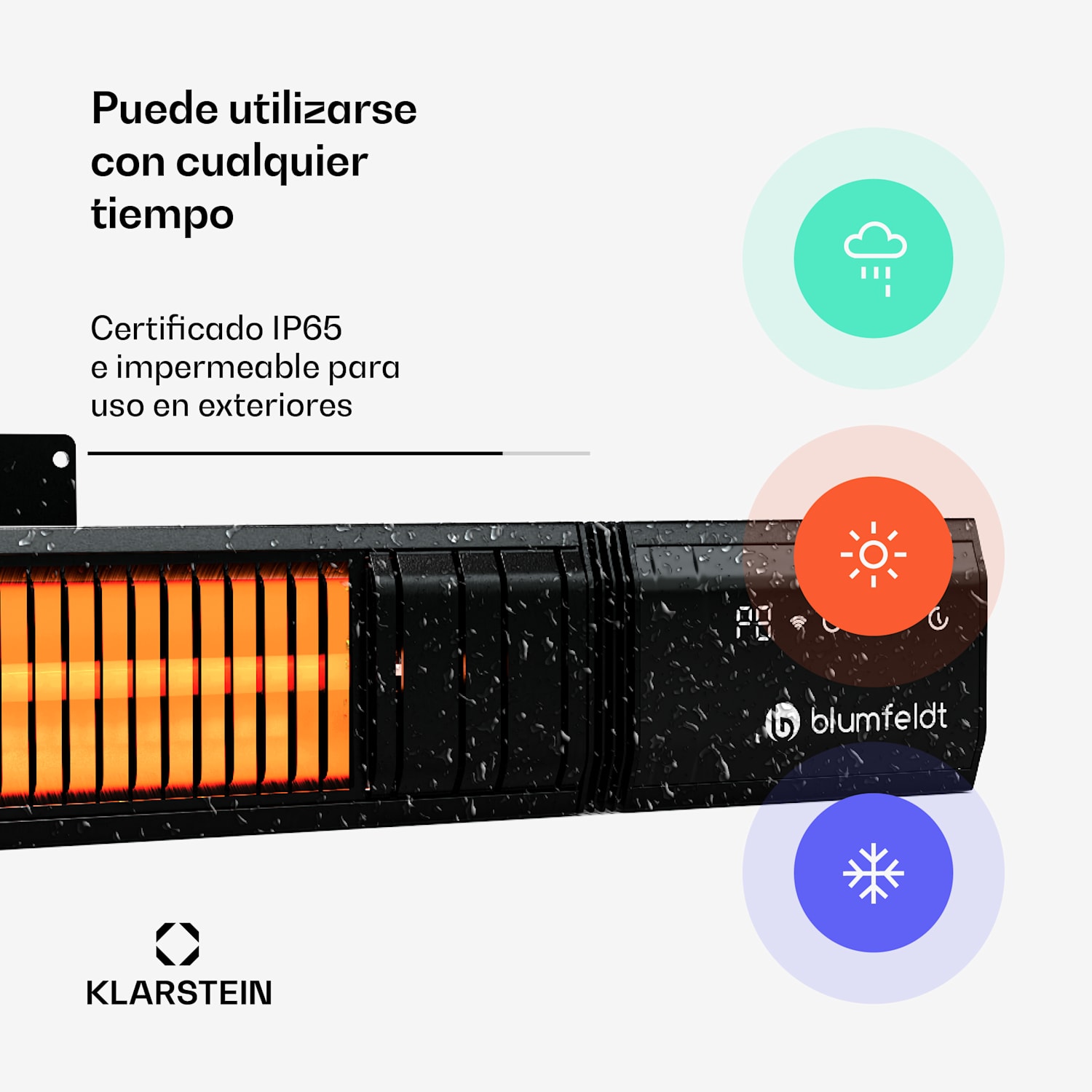 Gold Bar Slim 3000W Calefactor | 9 niveles | Función wifi | Táctil | Mando a distancia | IP65 
