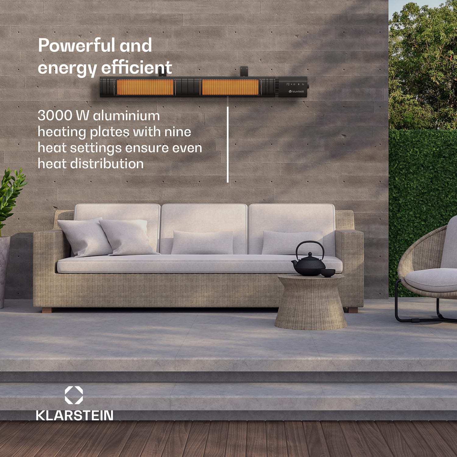 Aquecedor Gold Bar Slim 3000 W | 9 níveis | função Wi-Fi | tátil | controlo remoto | IP 65 