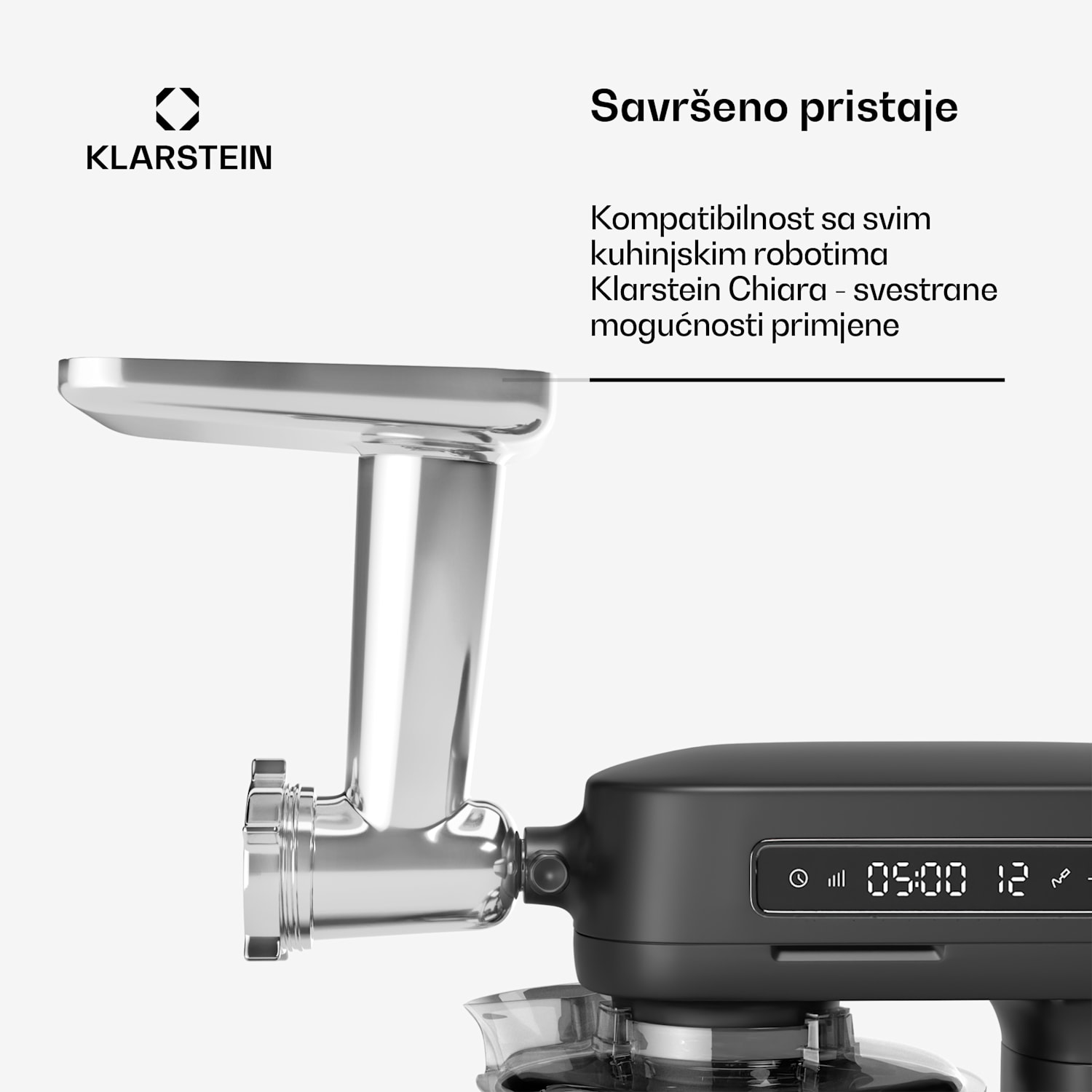 Nastavak za mljevenje mesa Chiara, pribor za kuhinjski robot Chiara, 4 noža, nehrđajući čelik, 3 diska 