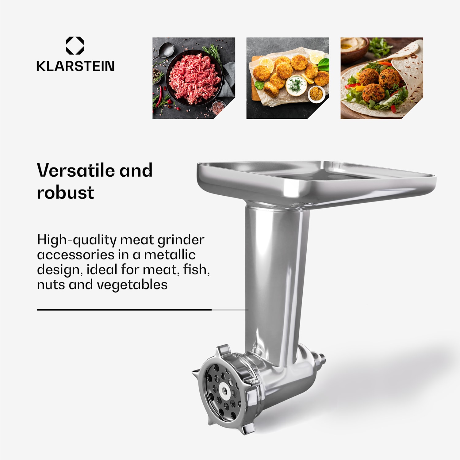 Chiara vleesmolen hulpstuk | accessoire voor Chiara keukenmachine | 4 messen | roestvrij staal | 3 schijven 