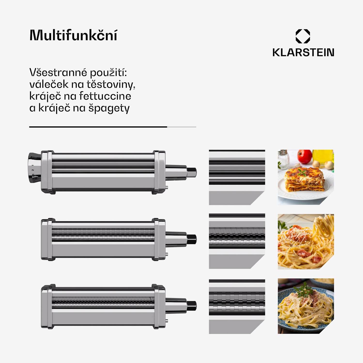 Nástavec na těstoviny Chiara, funkce 3 v 1, 8 úrovní, lze mýt v myčce nádobí, nerezová ocel, kompatibilní 