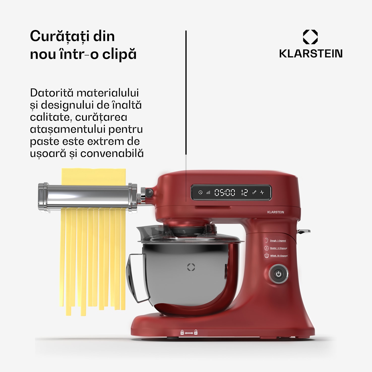 Atașament pentru paste Chiara, funcție 3 în 1, 8 niveluri, rezistent la mașina de spălat vase, oțel inoxidabil, compatibil