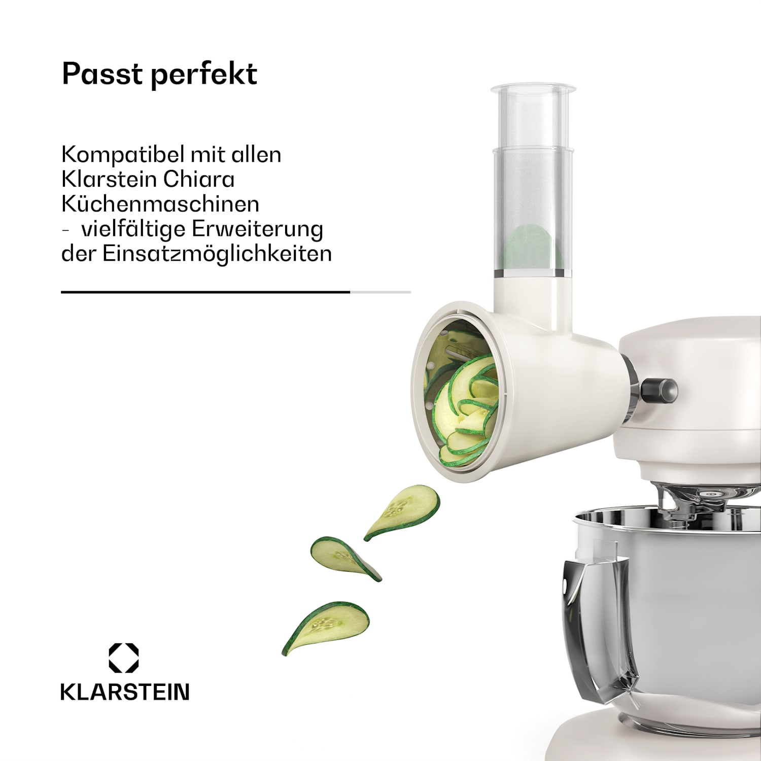 Chiara Salat-Aufsatz | 3 verschiedene Klingen | Edelstahl | kompakt | leichte Reiningung 