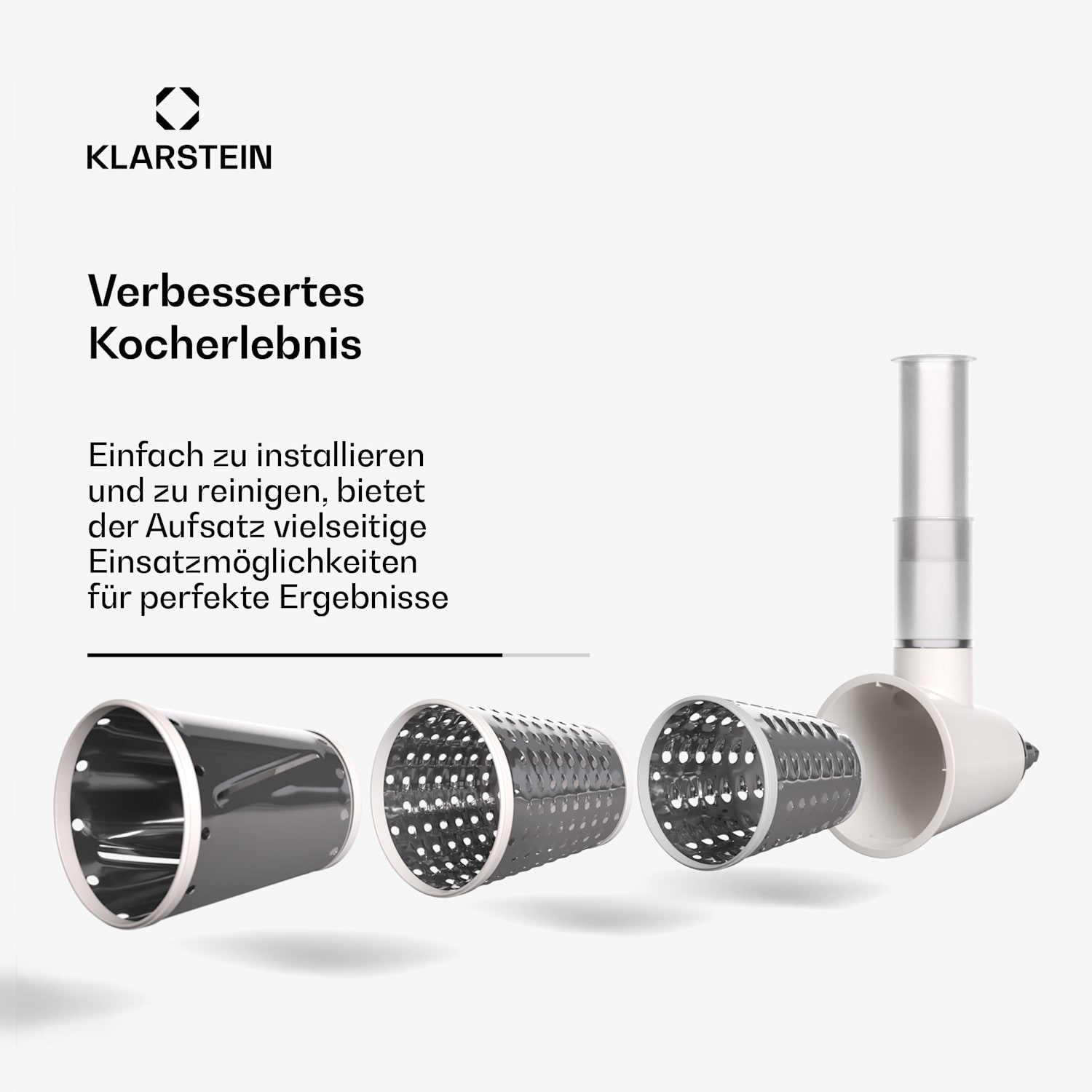 Chiara Salat-Aufsatz | 3 verschiedene Klingen | Edelstahl | kompakt | leichte Reiningung 