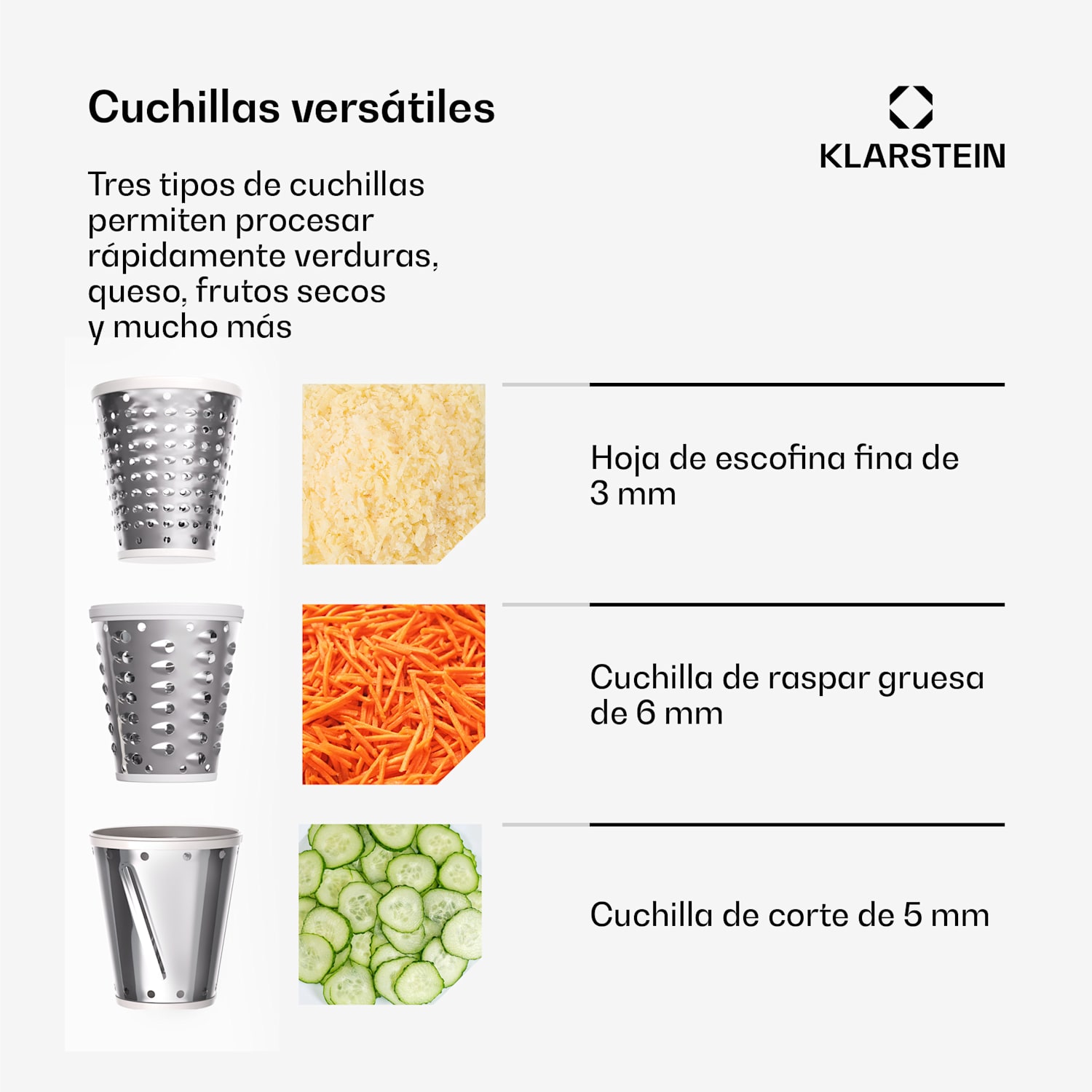 Chiara Salat-Aufsatz | 3 verschiedene Klingen | Edelstahl | kompakt | leichte Reiningung 