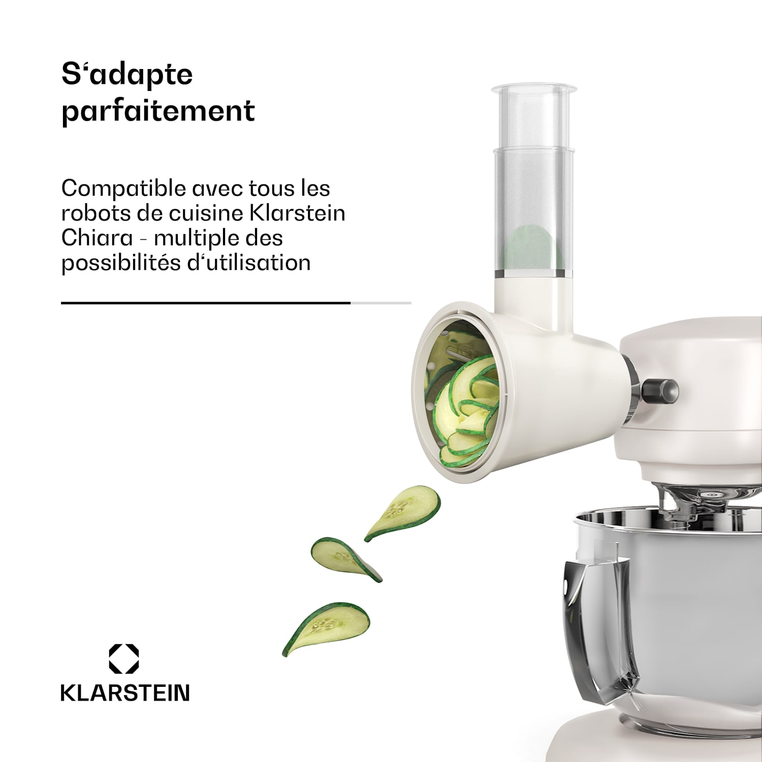 Chiara opzetstuk voor salades | 3 verschillende messen | roestvrij staal | compact | gemakkelijk schoon te maken 